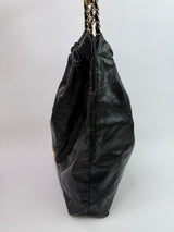 Chanel 22 Large In Black Calfskin Leather With GHW