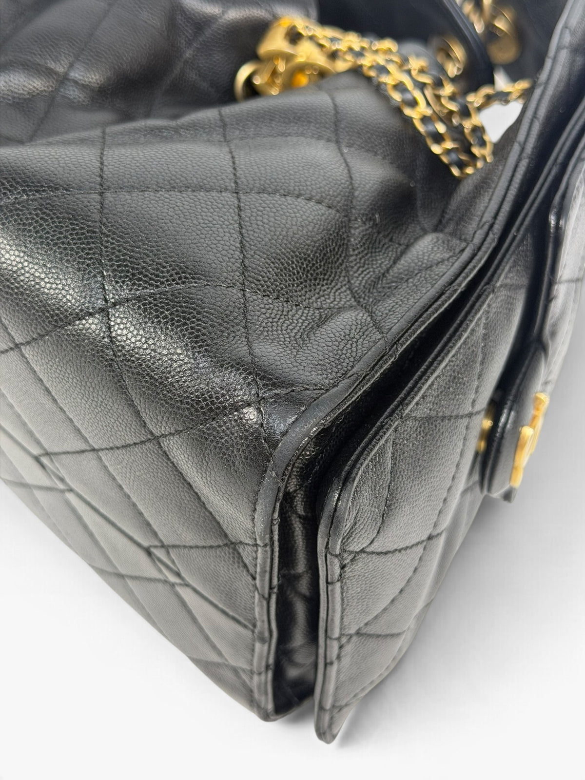 Chanel 25 Small In Black Caviar Leather With Aged Gold Hardware. 100% authentic and preloved in excellent condition