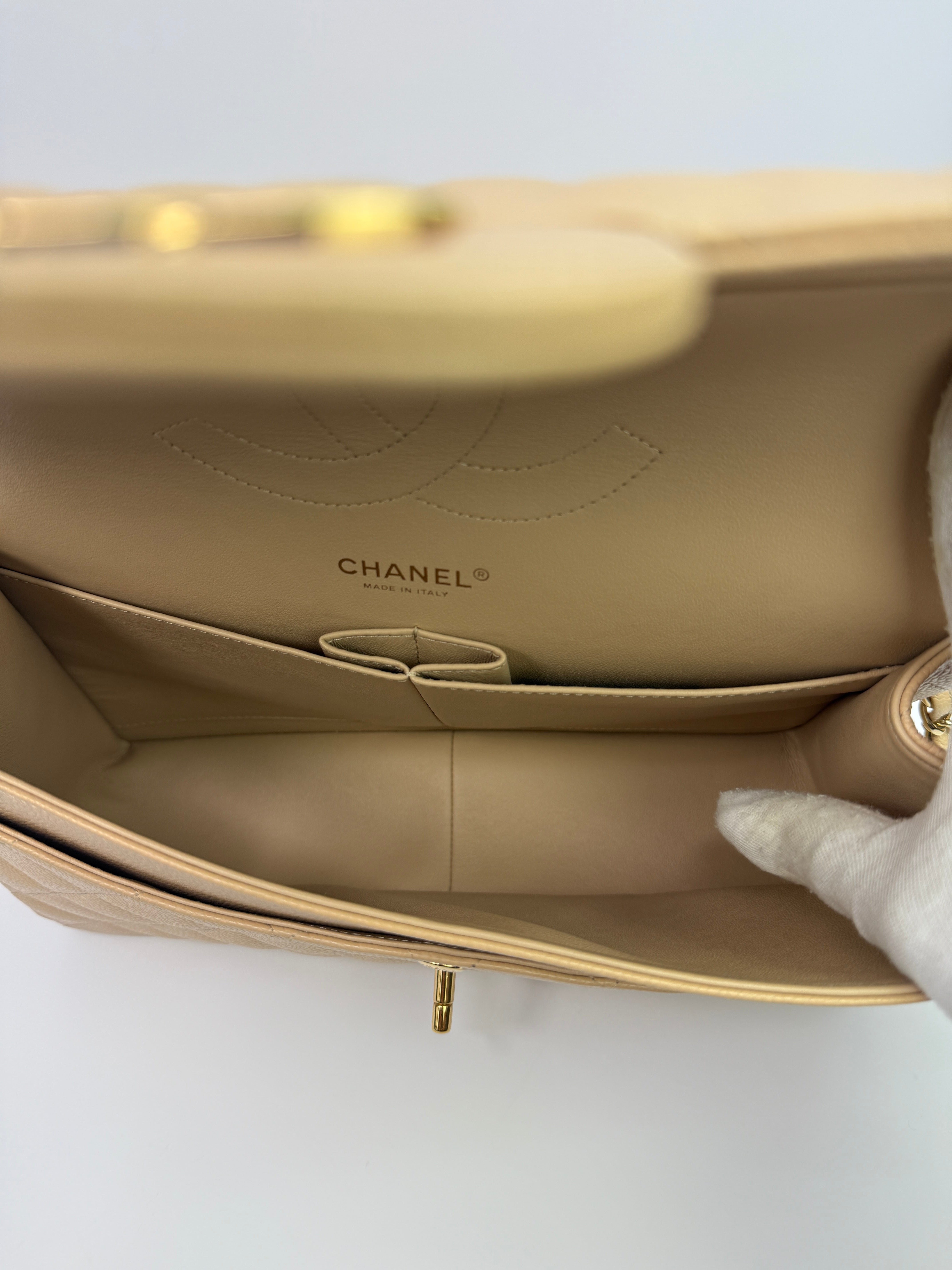 Chanel Jumbo Classic Double Flap In Beige Caviar Leather with GHW