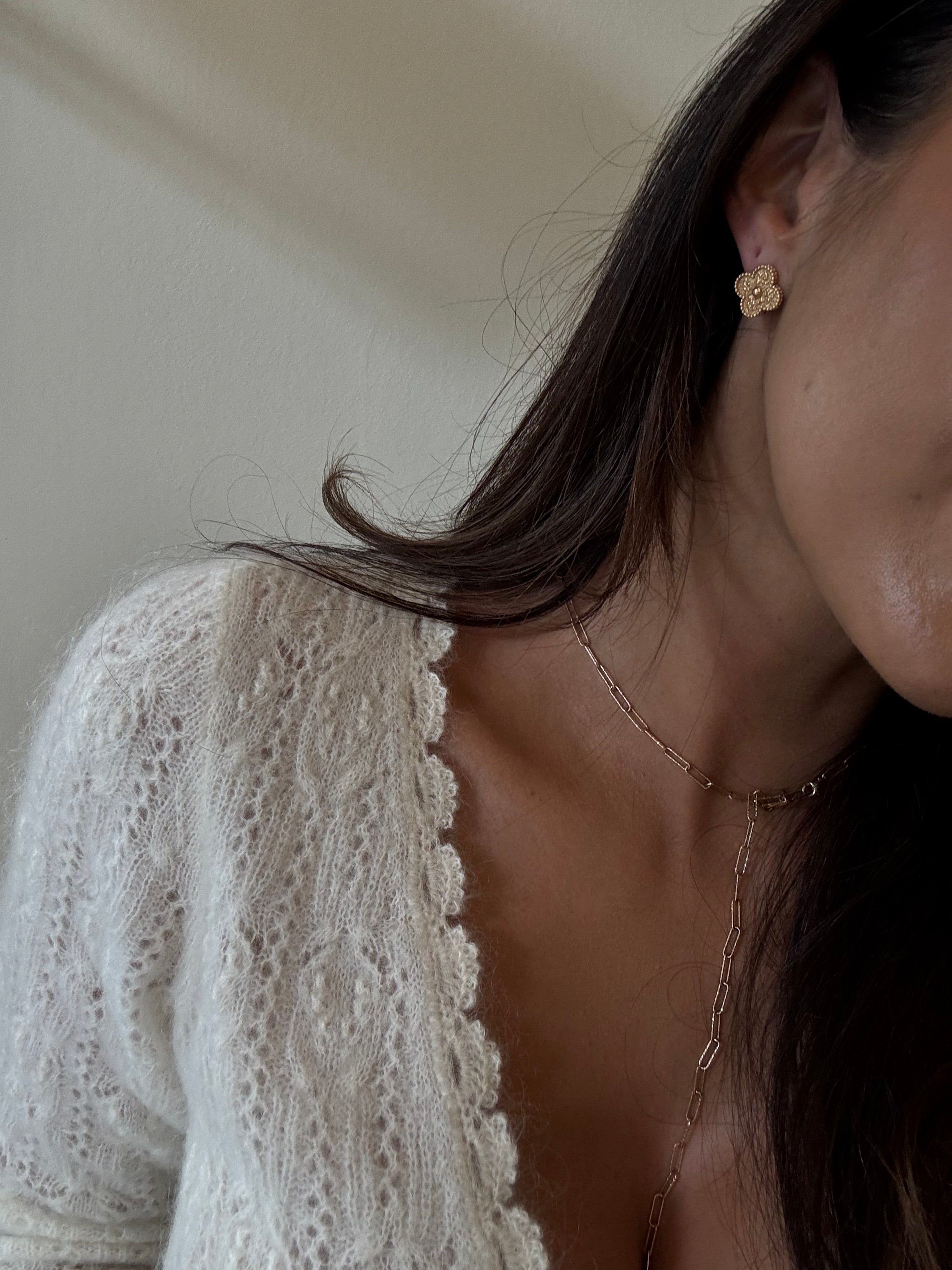 Van Cleef & Arpels Vintage Alhambra Hammered 18K Yellow Gold Earrings