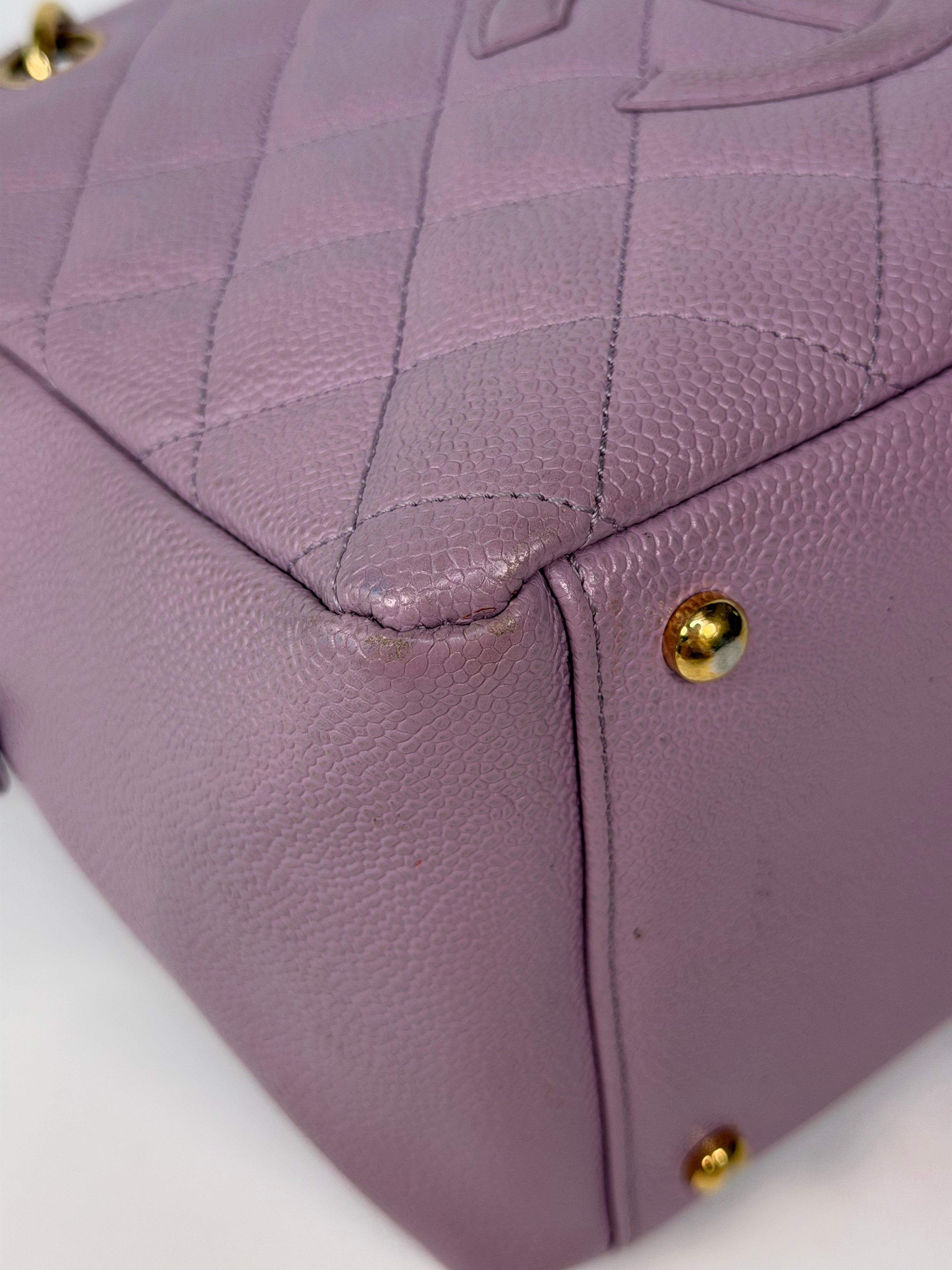 Chanel Petite Timeless Tote In Lilac Caviar Leather With Gold Hardware