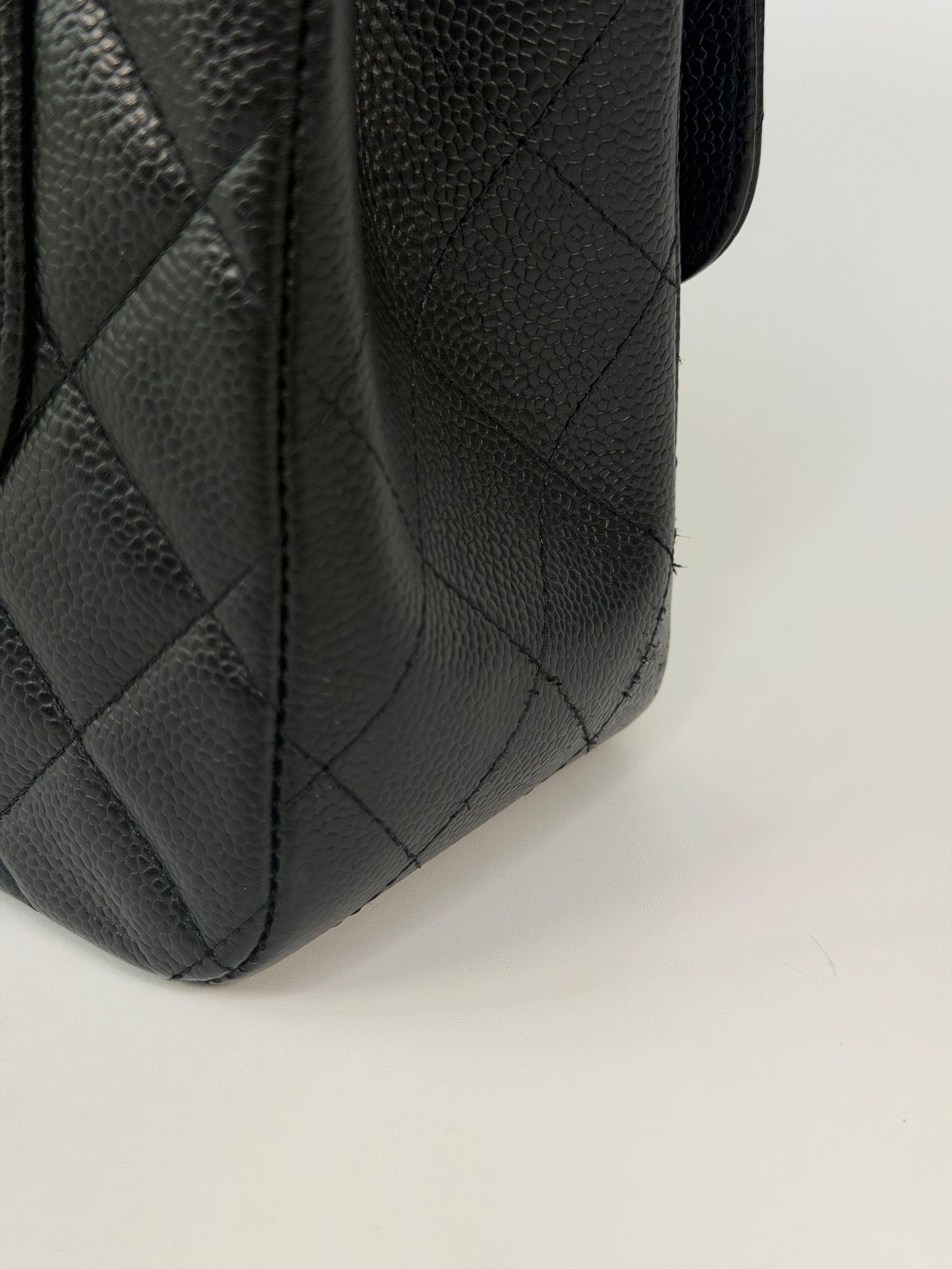 Chanel Jumbo Classic Flap Bag In Black Caviar Leather With Gold Hardware 100% authentic and preloved in excellent condition