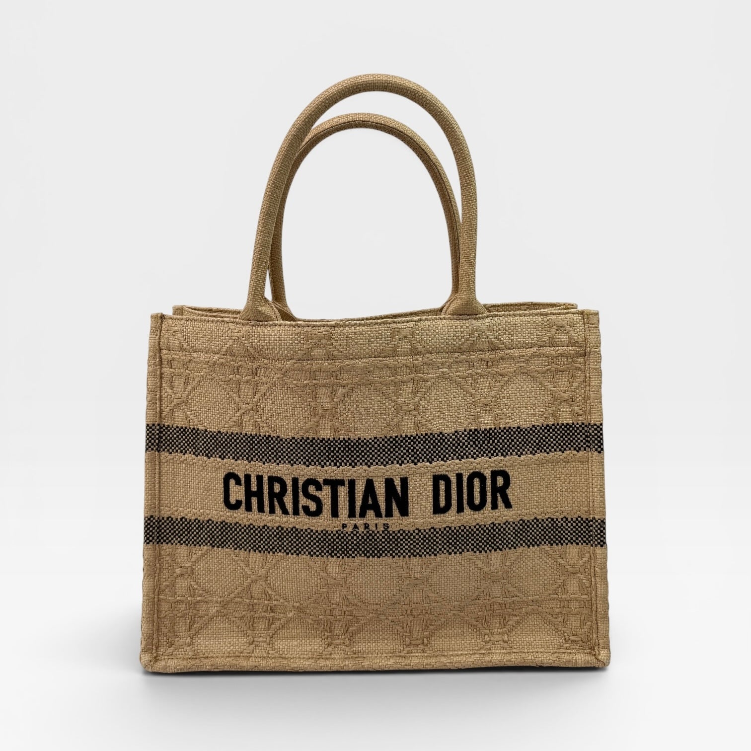 Christian Dior Medium Raffia Cannage Book Tote