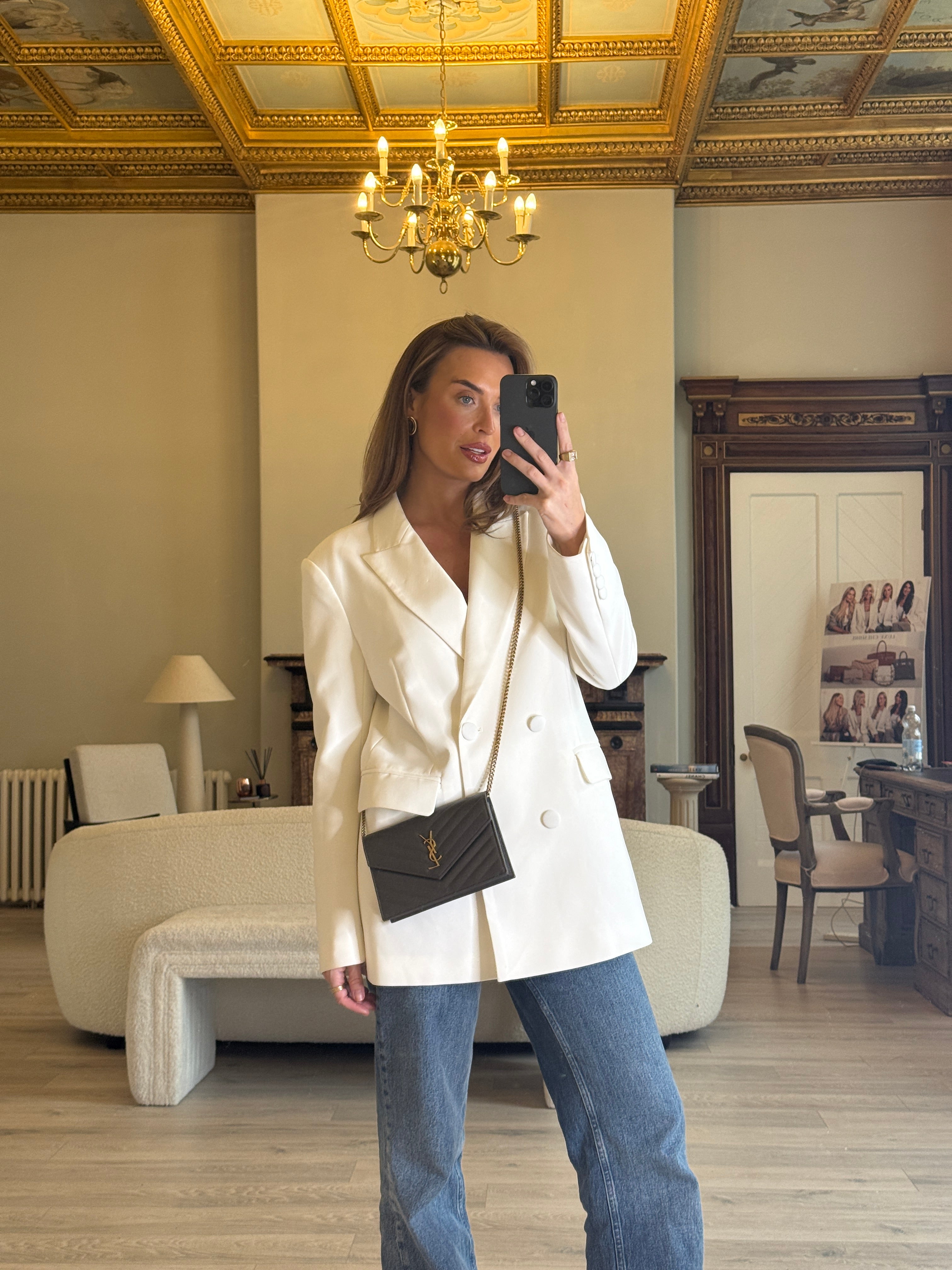 Saint Laurent Cassandre Matelassé Textured- Leather Wallet On Chain In Khaki With Gold Hardware. Authentic and preloved. Excellent condition. 100% Authenticity guarantee