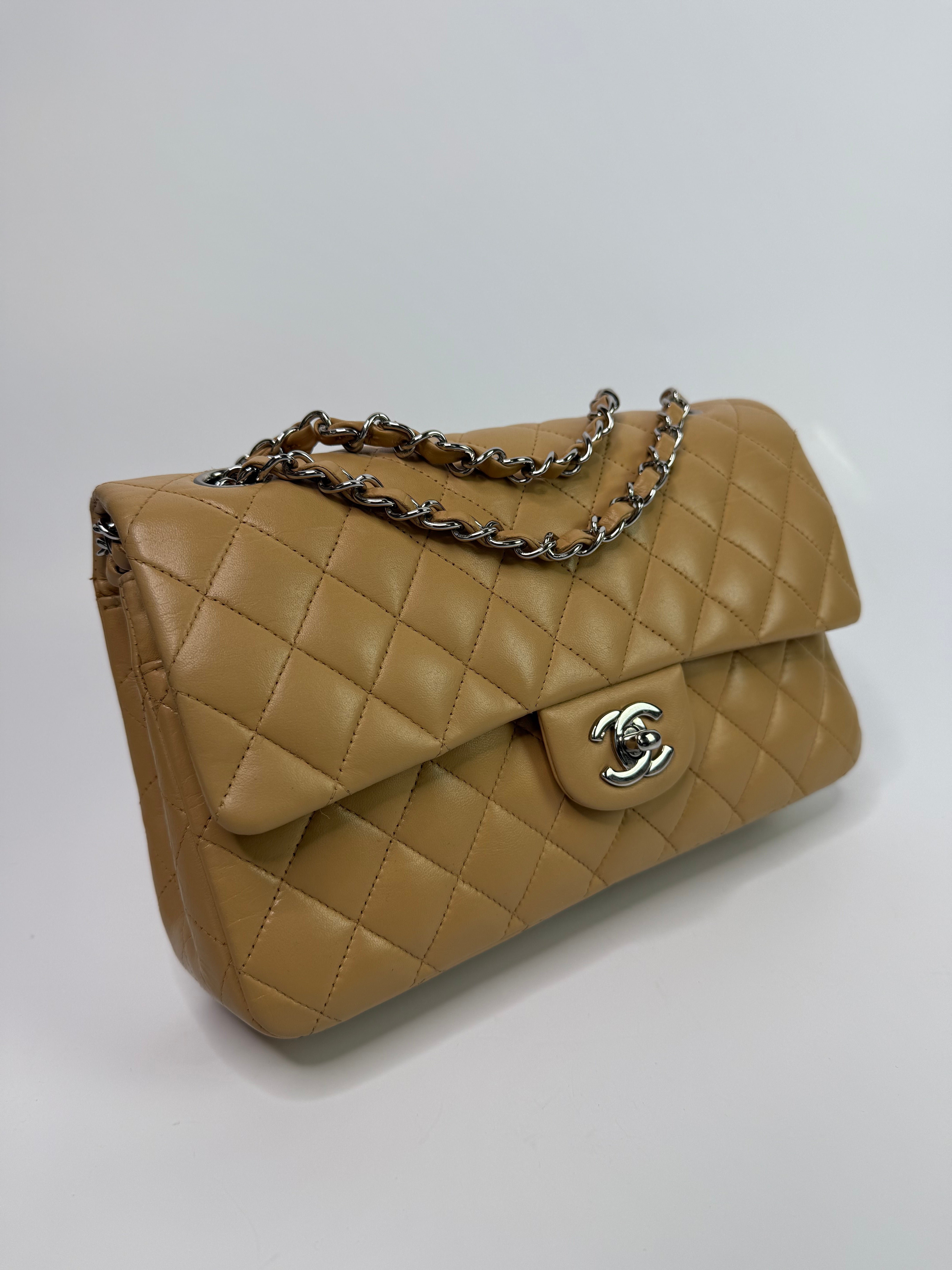 Chanel Medium Classic Double Flap Beige Lambskin With Silver Hardware
Pre Loved & Authentic