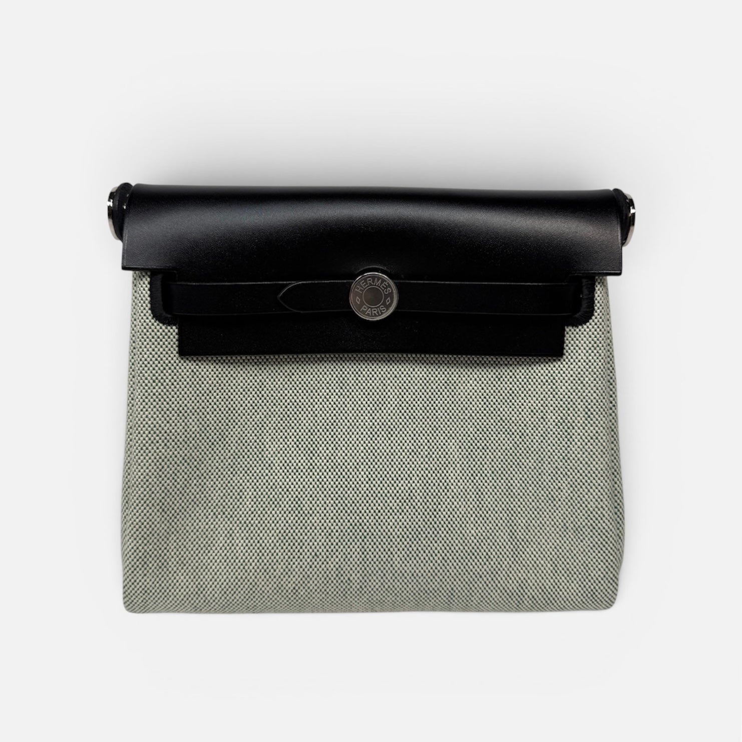 Hermès Herbag Zip 20 Ecru/ Vert Moyen & Noir With Palladium Hardware