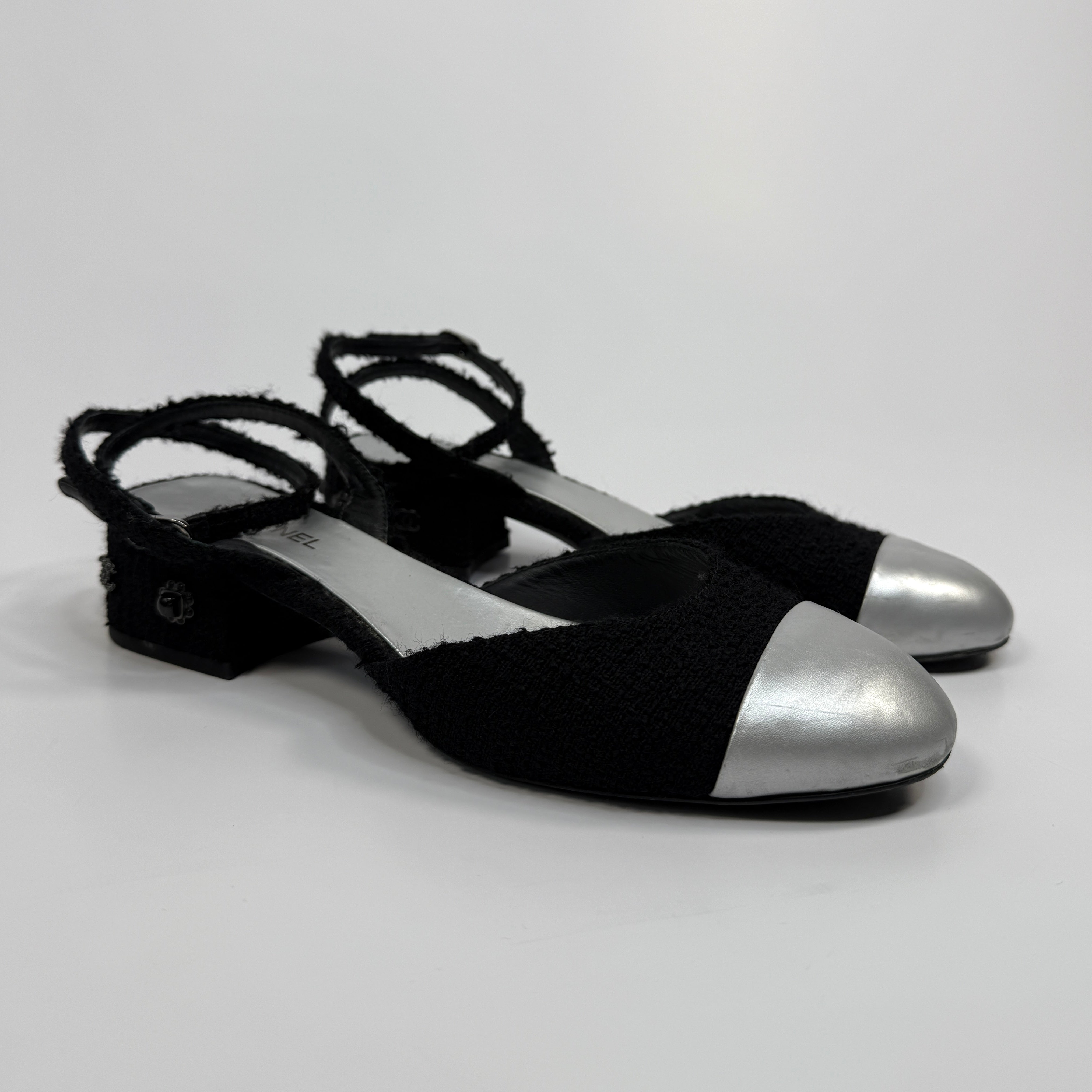 Chanel Tweed Slingback Pumps (Size 39.5/UK 6.5)