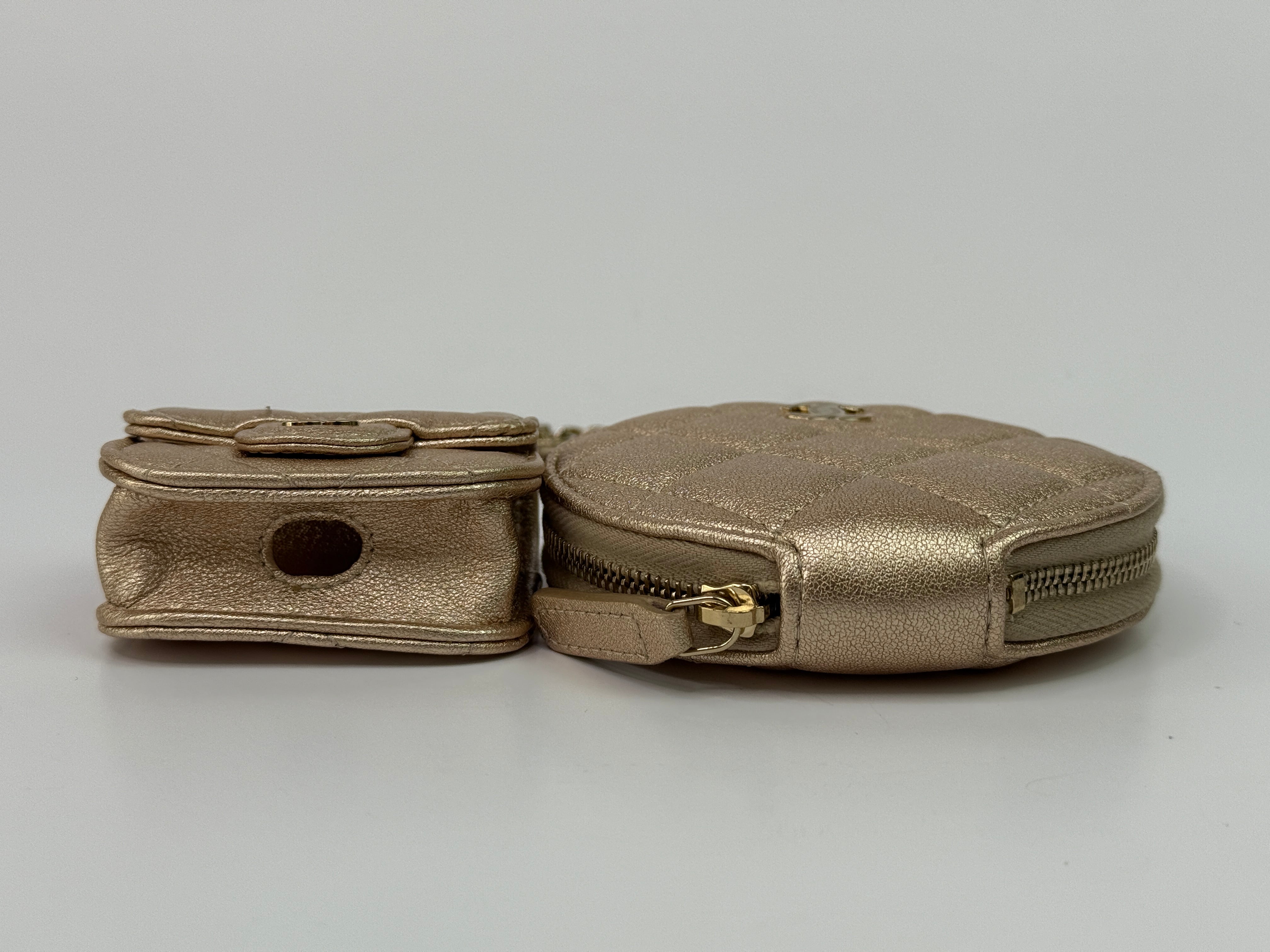 Chanel Metallic Lambskin Round Purse and AirPods Case