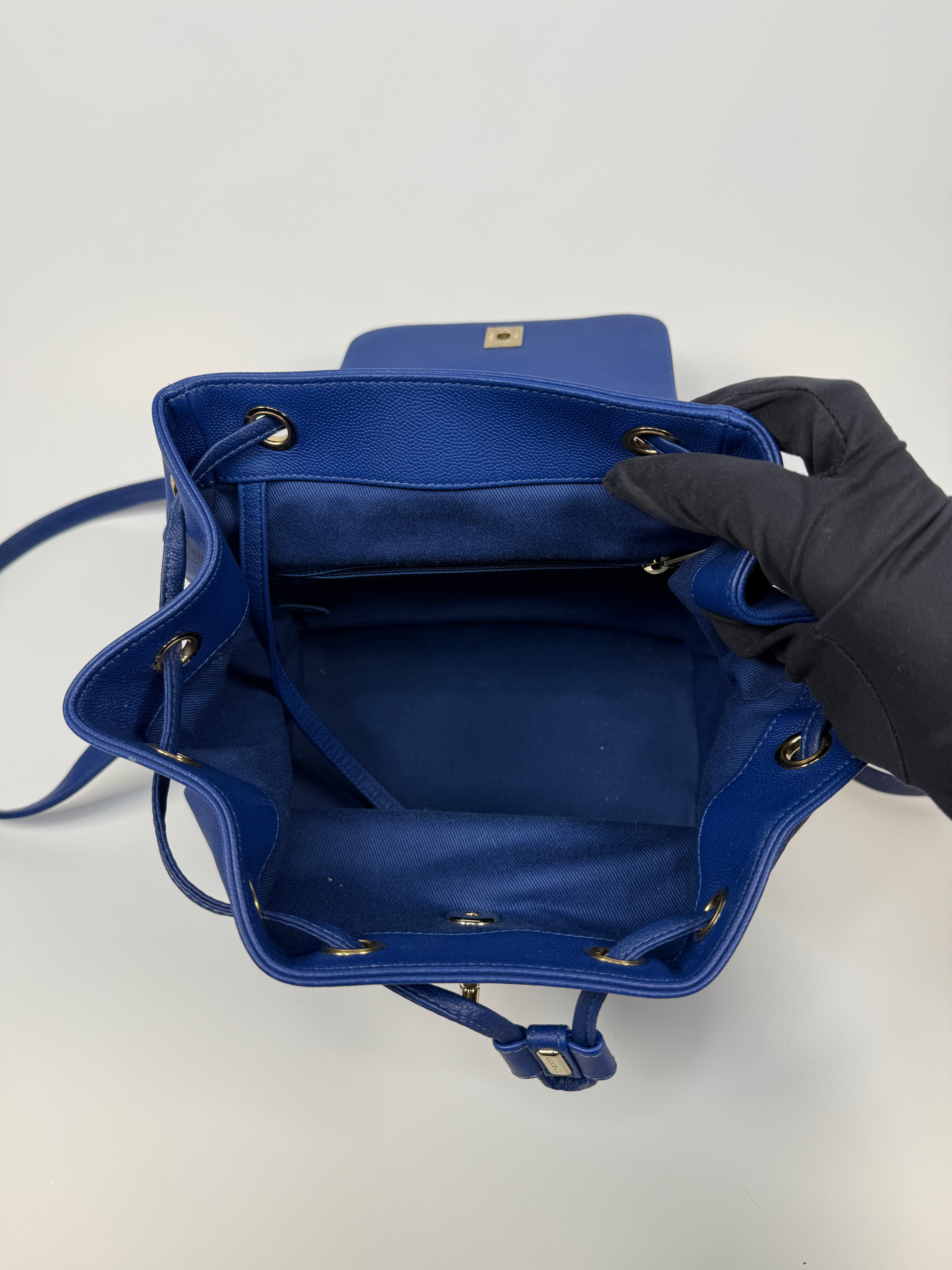 Chanel Affinity Backpack In Blue Caviar Leather With Palladium Hardware Pre Loved Authentic