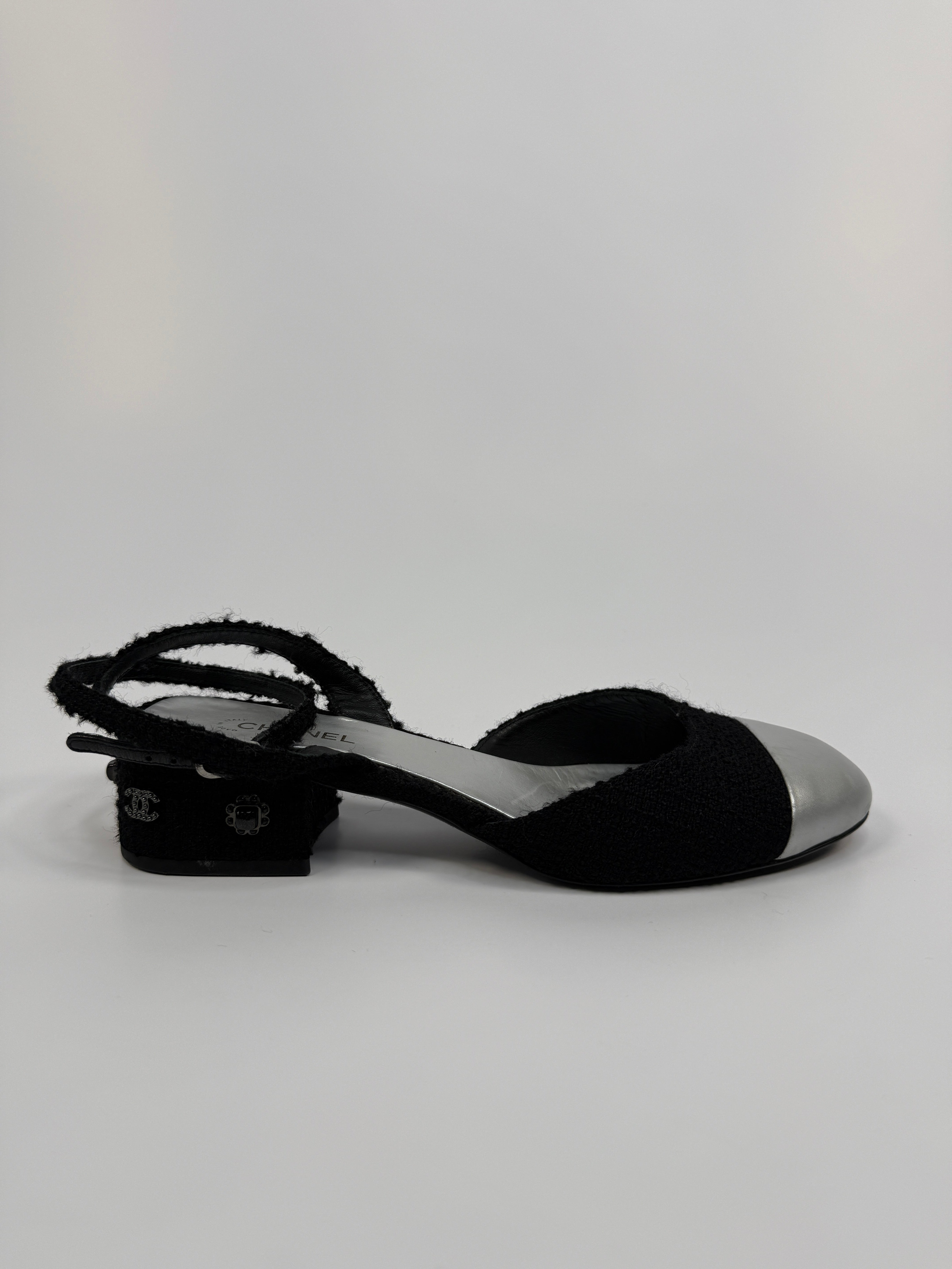 Chanel Tweed Slingback Pumps (Size 39.5/UK 6.5)