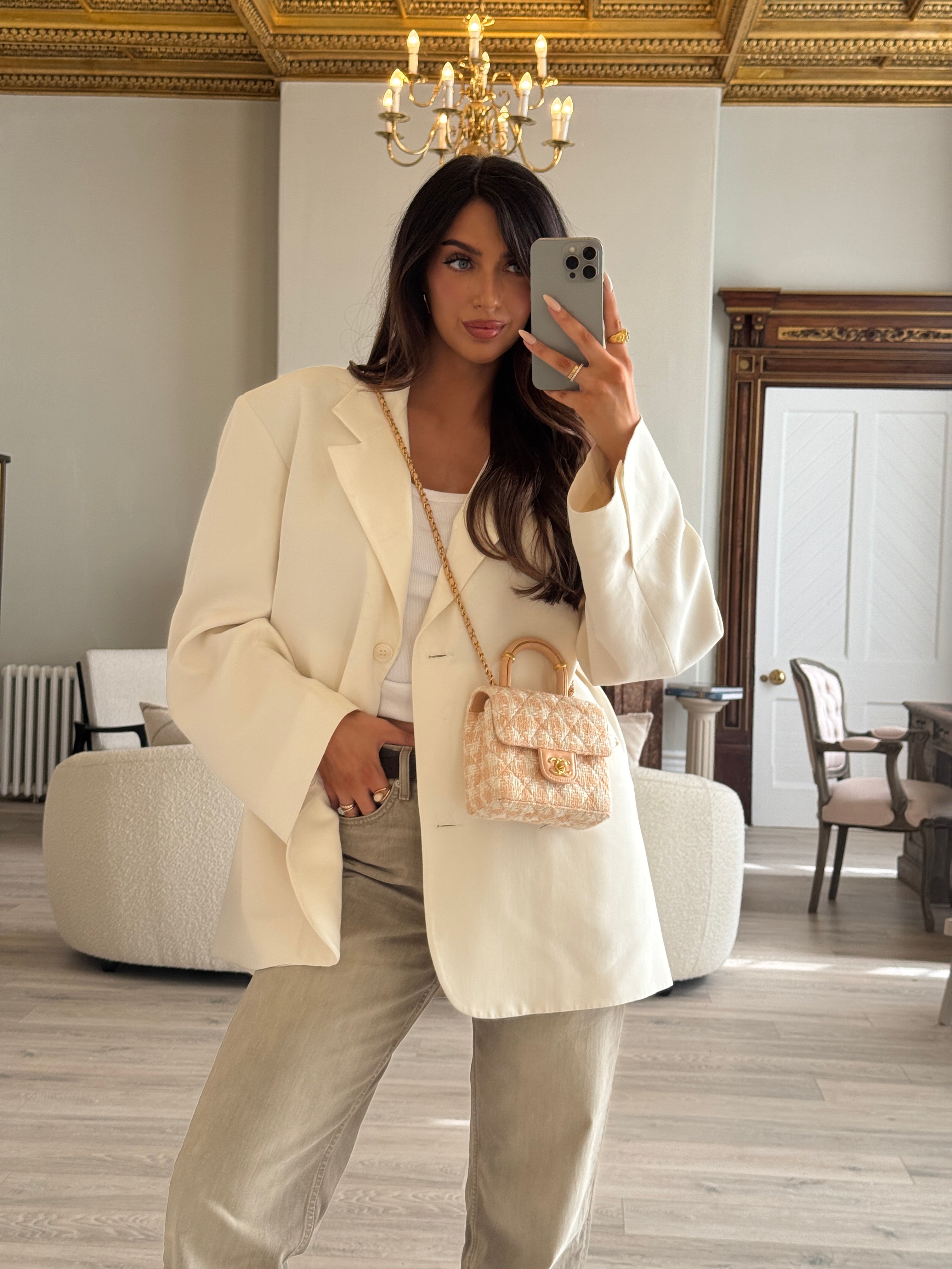 Chanel Mini Square Flap with Top Handle Antique Gold Hardware