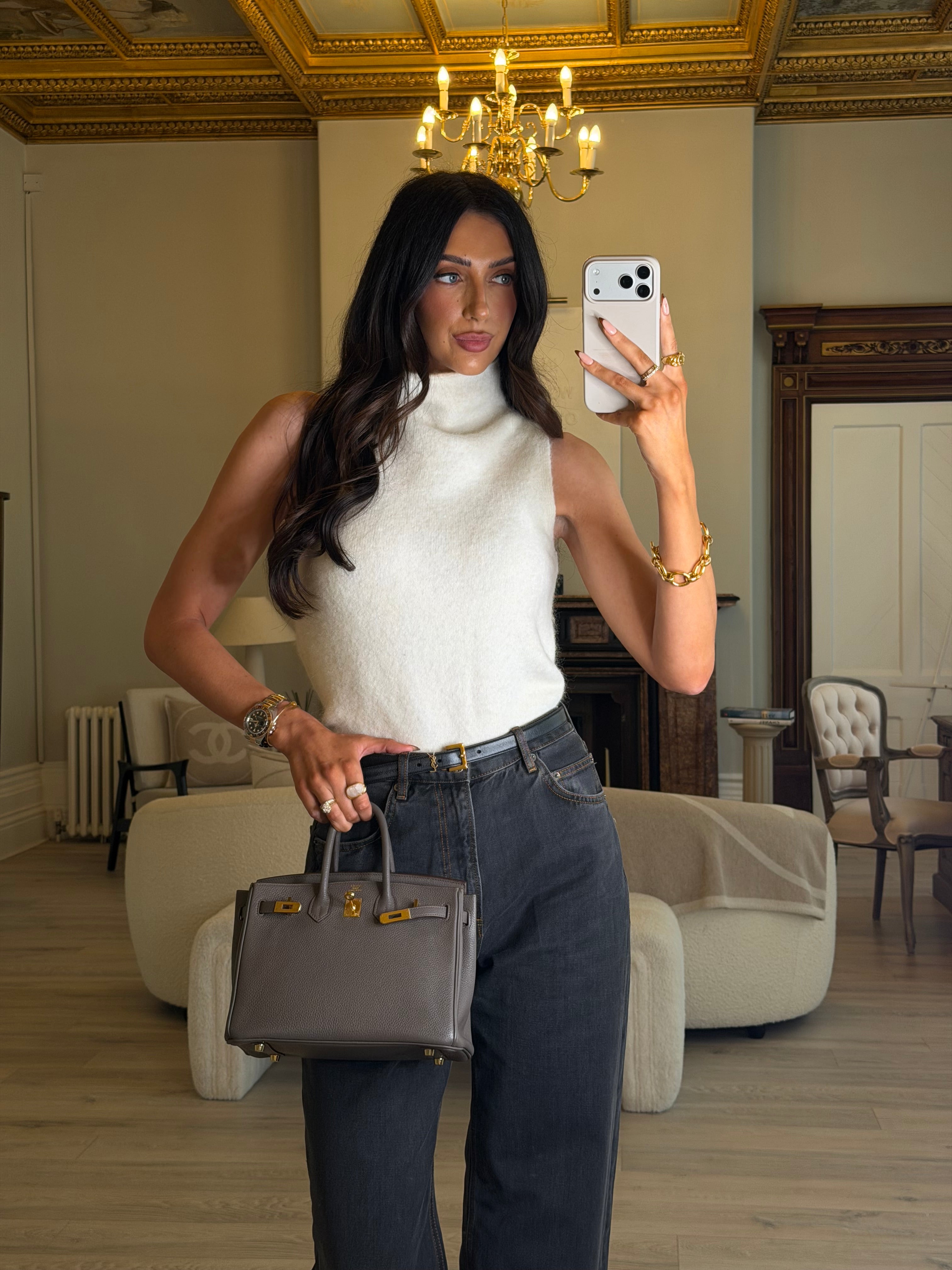 Hermès Birkin 25 In Gris Etain Togo Leather With Gold Hardware