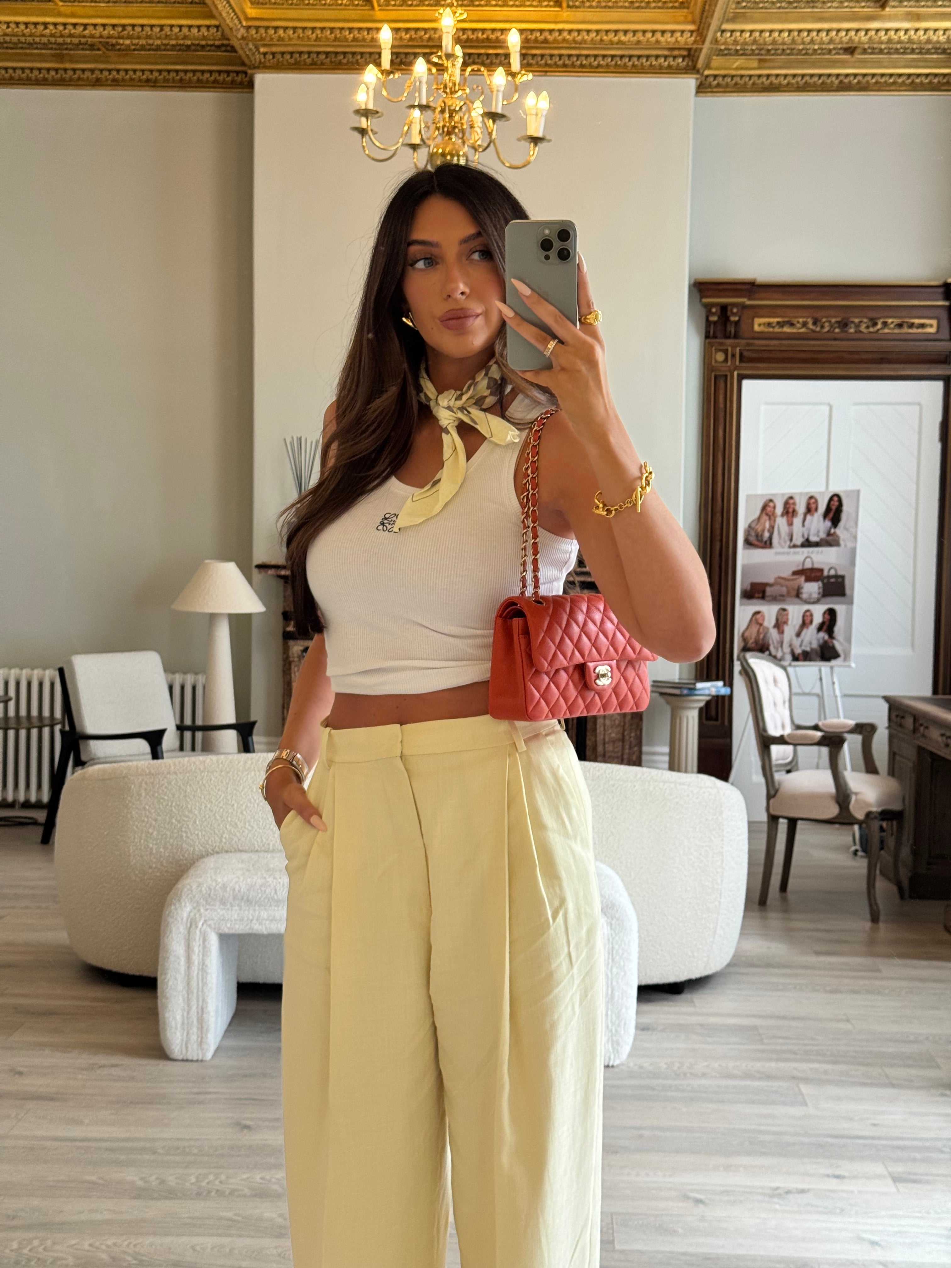 Chanel Small Classic Double Flap In Orange/Red Caviar Leather With PGHW