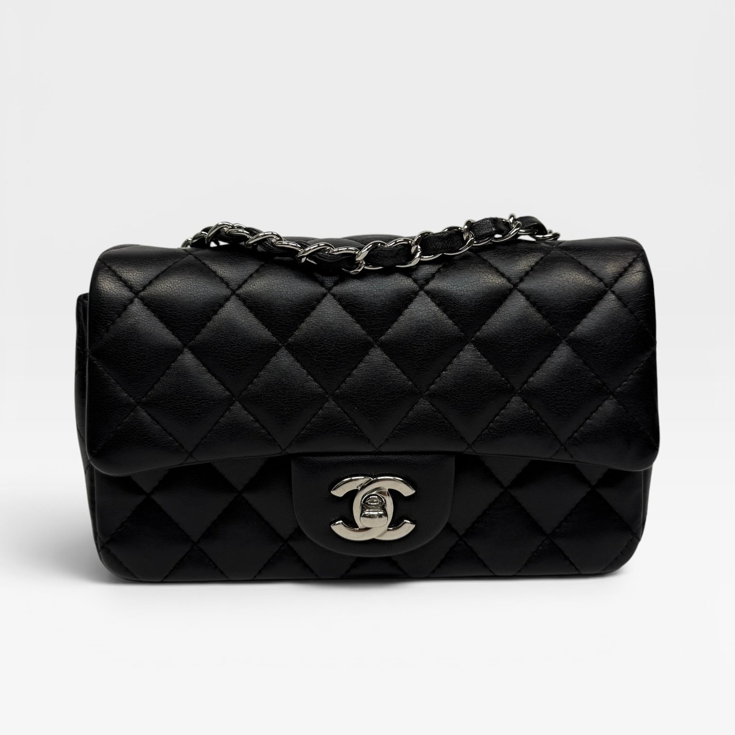 Chanel Mini Rectangle In Black Lambskin With SHW