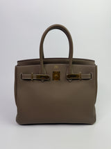 Hermès Birkin 30 Sellier In Etoupe Togo Leather GHW