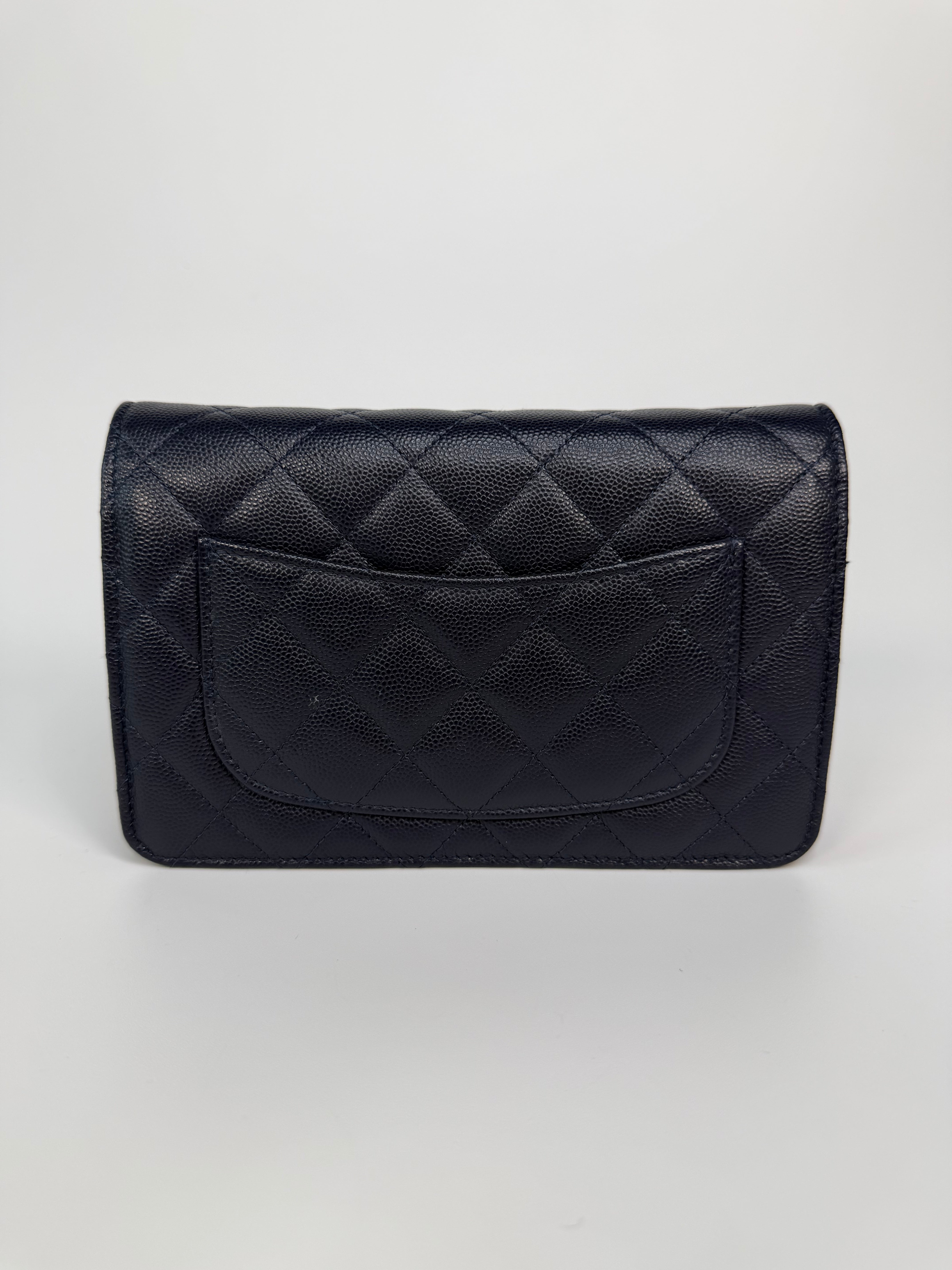 Chanel Wallet On Chain In Navy Caviar With Gold Hardware. Authentic and preloved in excellent condition. 100% guarantee