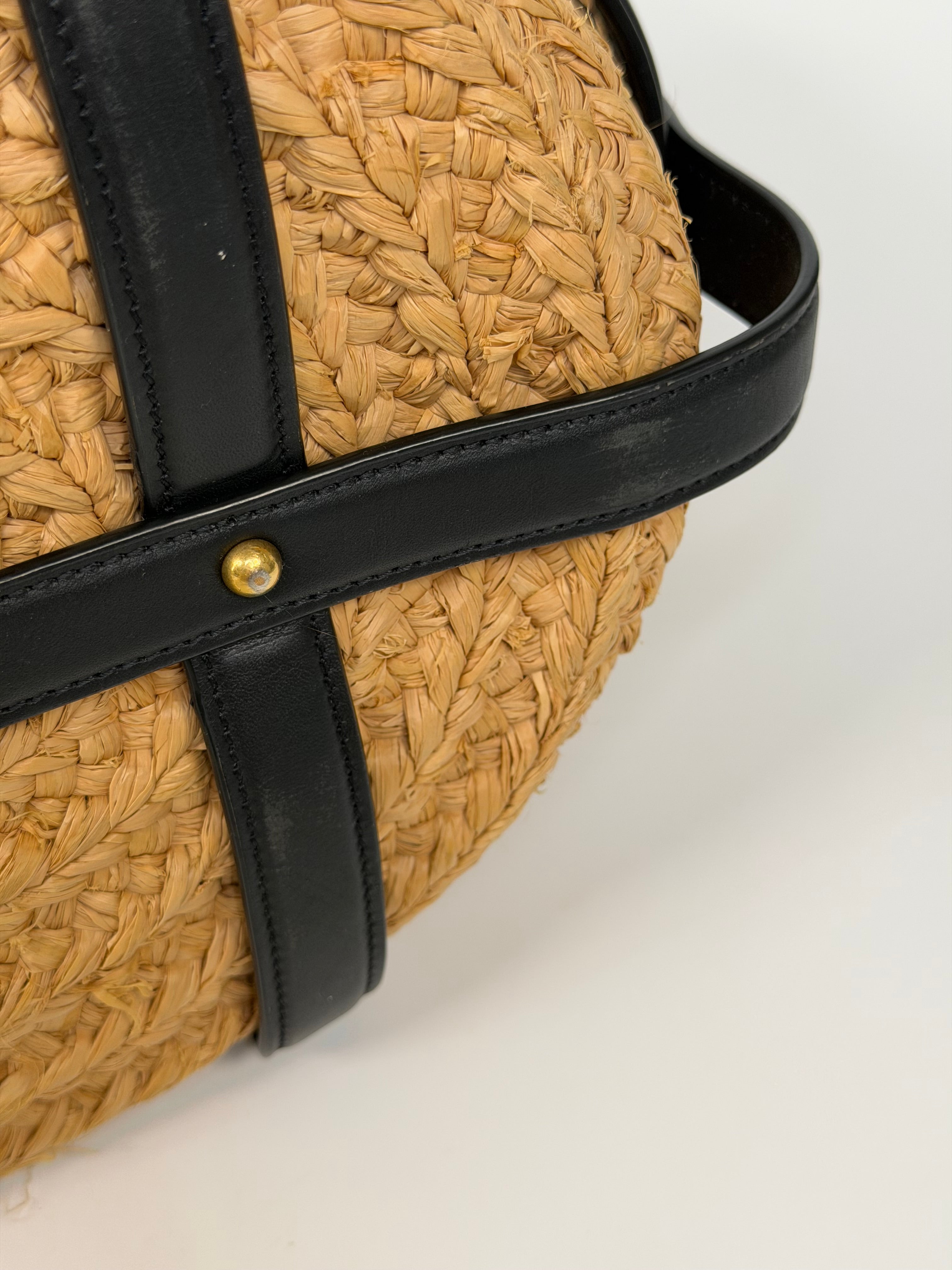 Saint Laurent Medium Panier Wicker Tote Bag In Raffia. 100% authentic and preloved in excellent condition