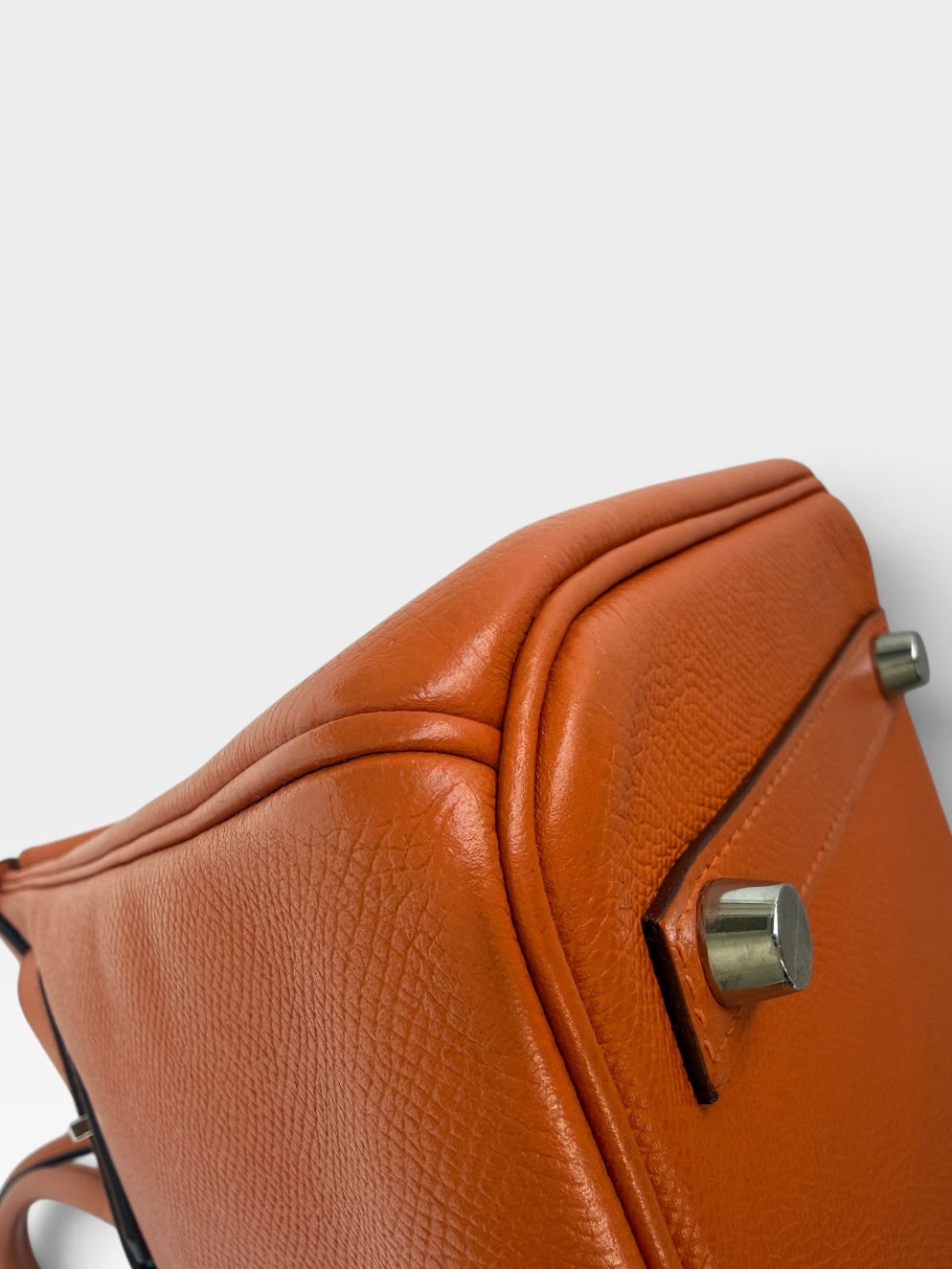 Hermès Birkin 30 In Orange Epsom Leather With Palladium Hardware. 100% authentic and preloved in excellent condition.