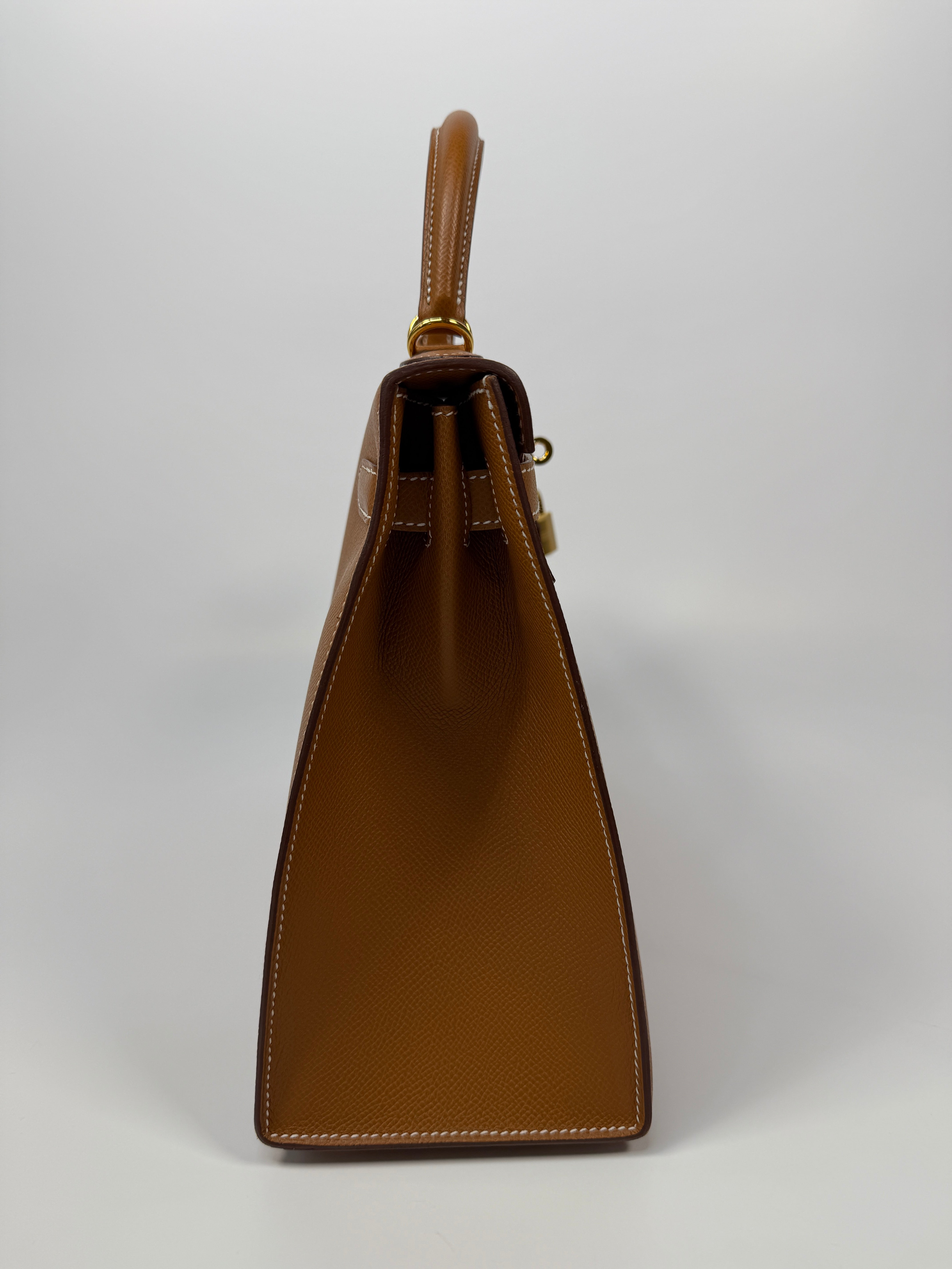 Authentic Pre Loved Hermès Kelly 32 Gold Sellier Epsom Leather With Gold Hardware Excellent Condition