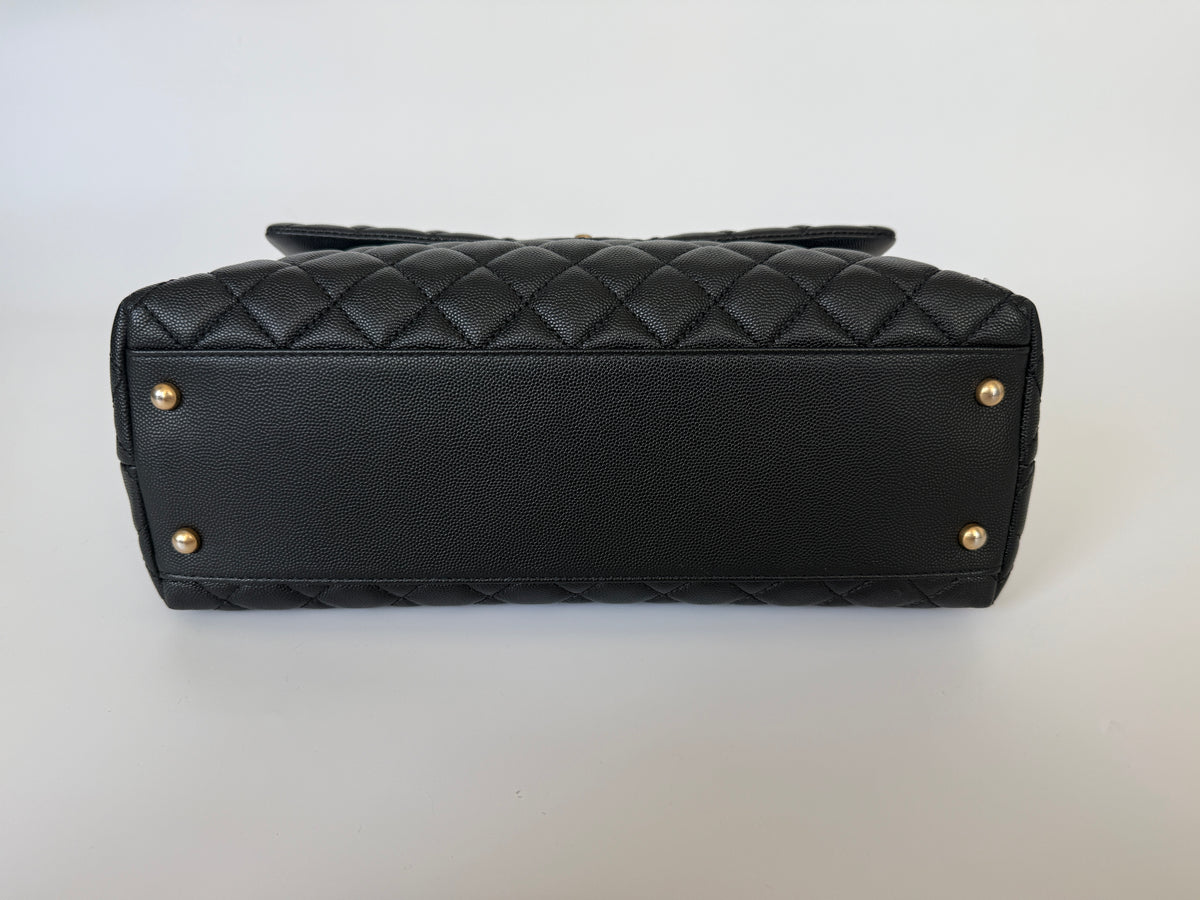 Chanel Coco Large Top Handle In Caviar Leather With Gold Hardware. Verified by Luxe Cheshire. Trusted designer resale.