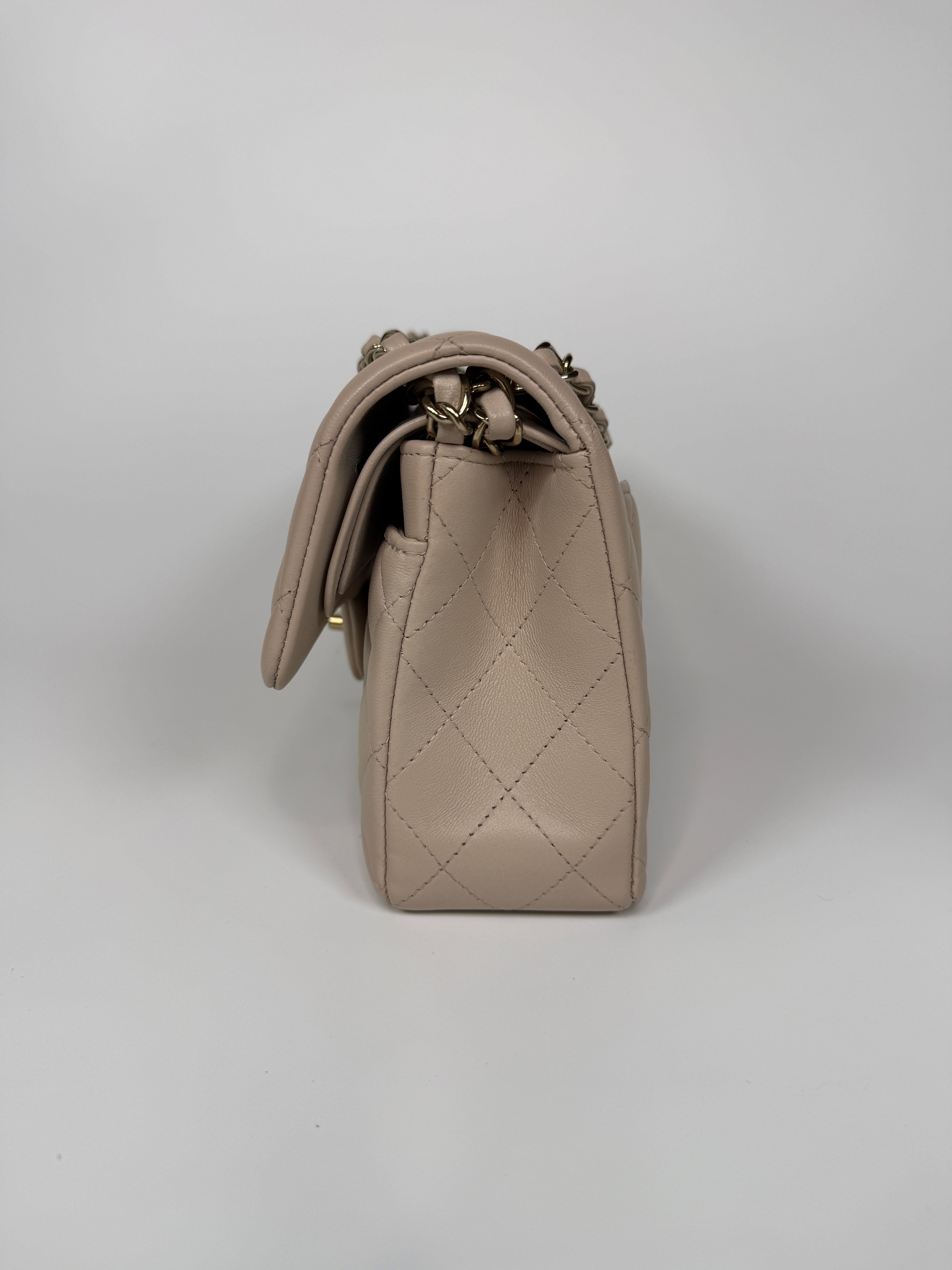 Chanel Chanel Small Classic Double Flap In Mauve Lambskin Leather With PGHW excellent condition, verified by Luxe Cheshire. International, fast and fully insured delivery. Trusted designer resale.