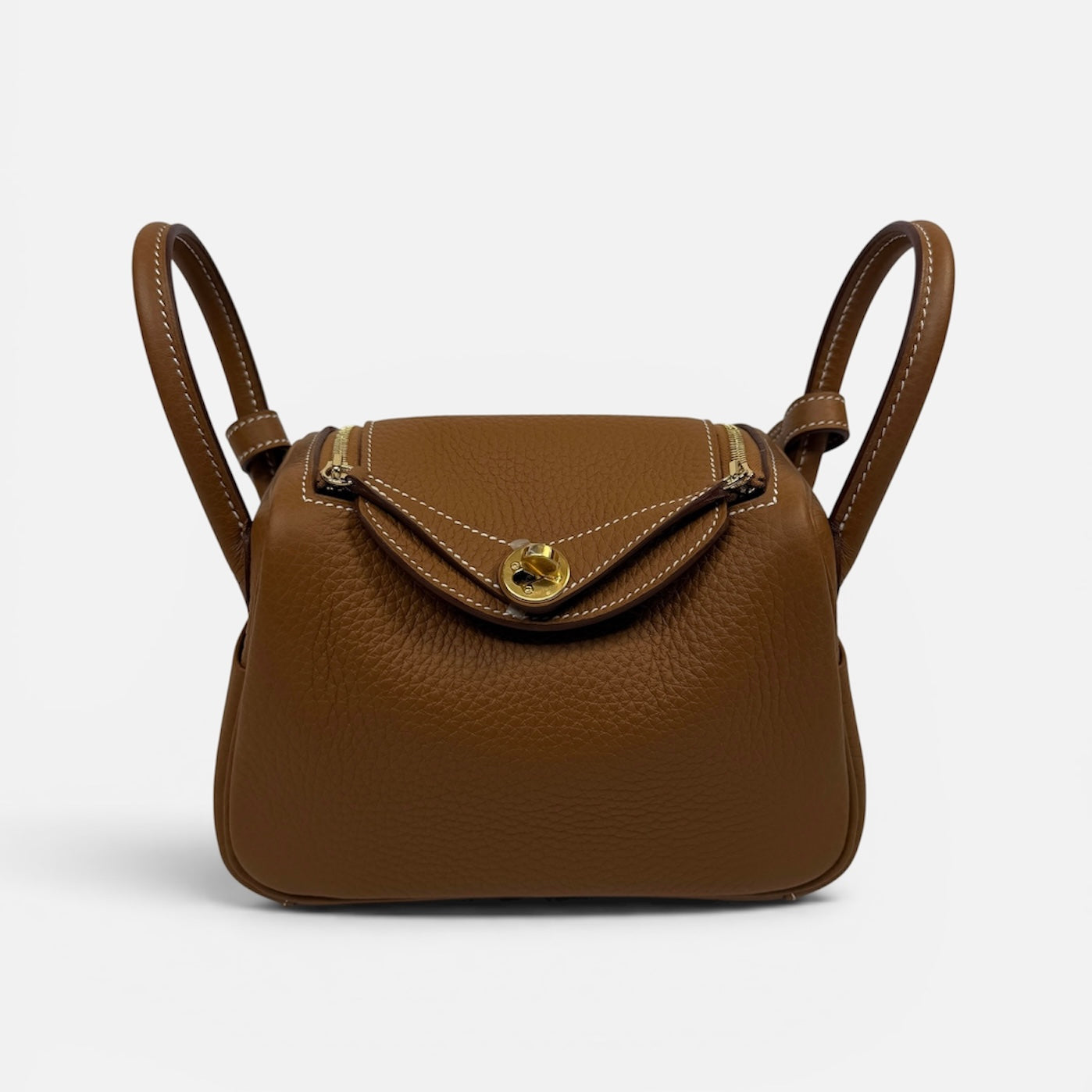 Hermès Mini Lindy In Gold Clemence Leather With Gold Hardware