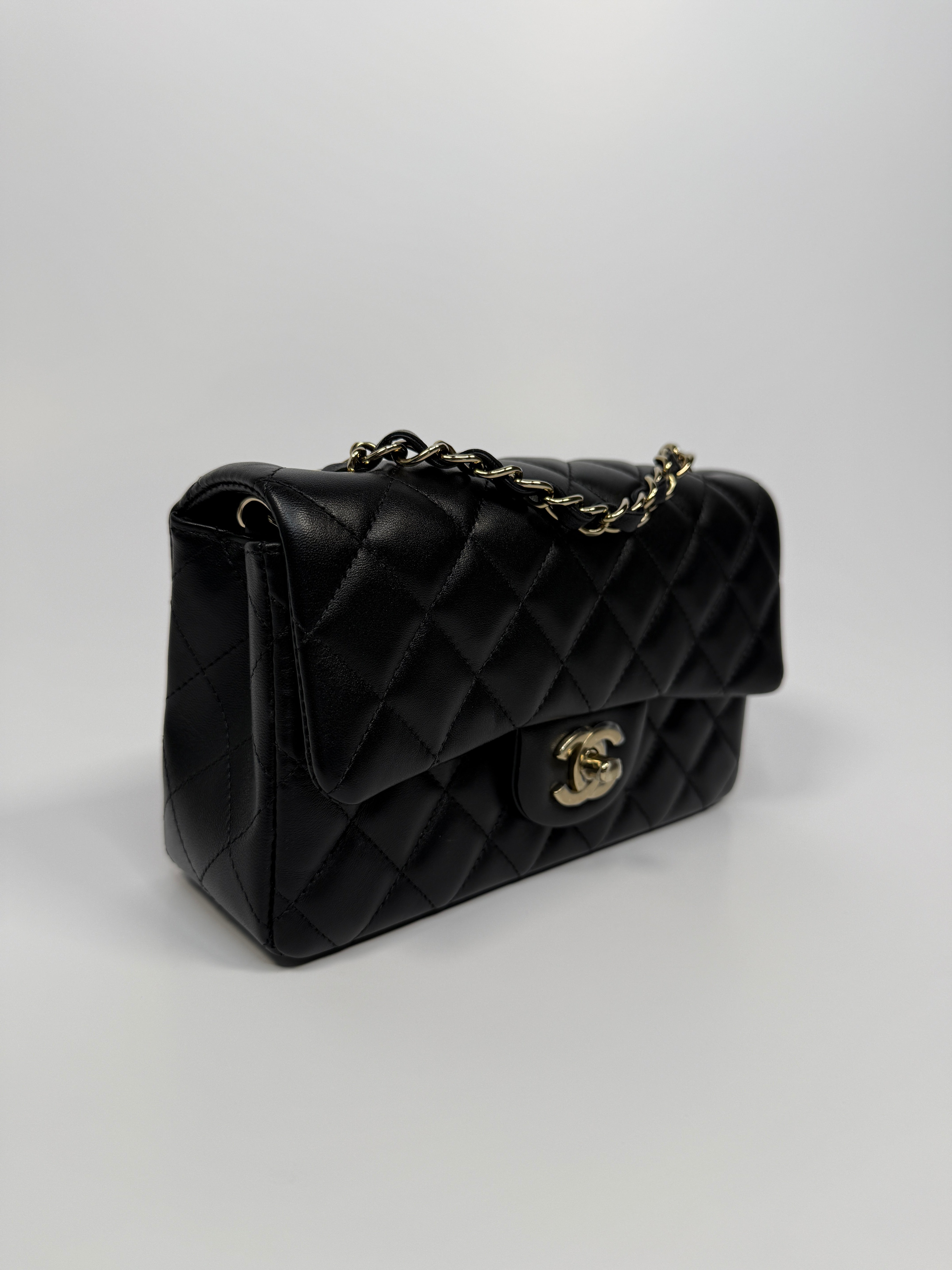 Chanel Mini Rectangle In Black Lambskin With PGHW