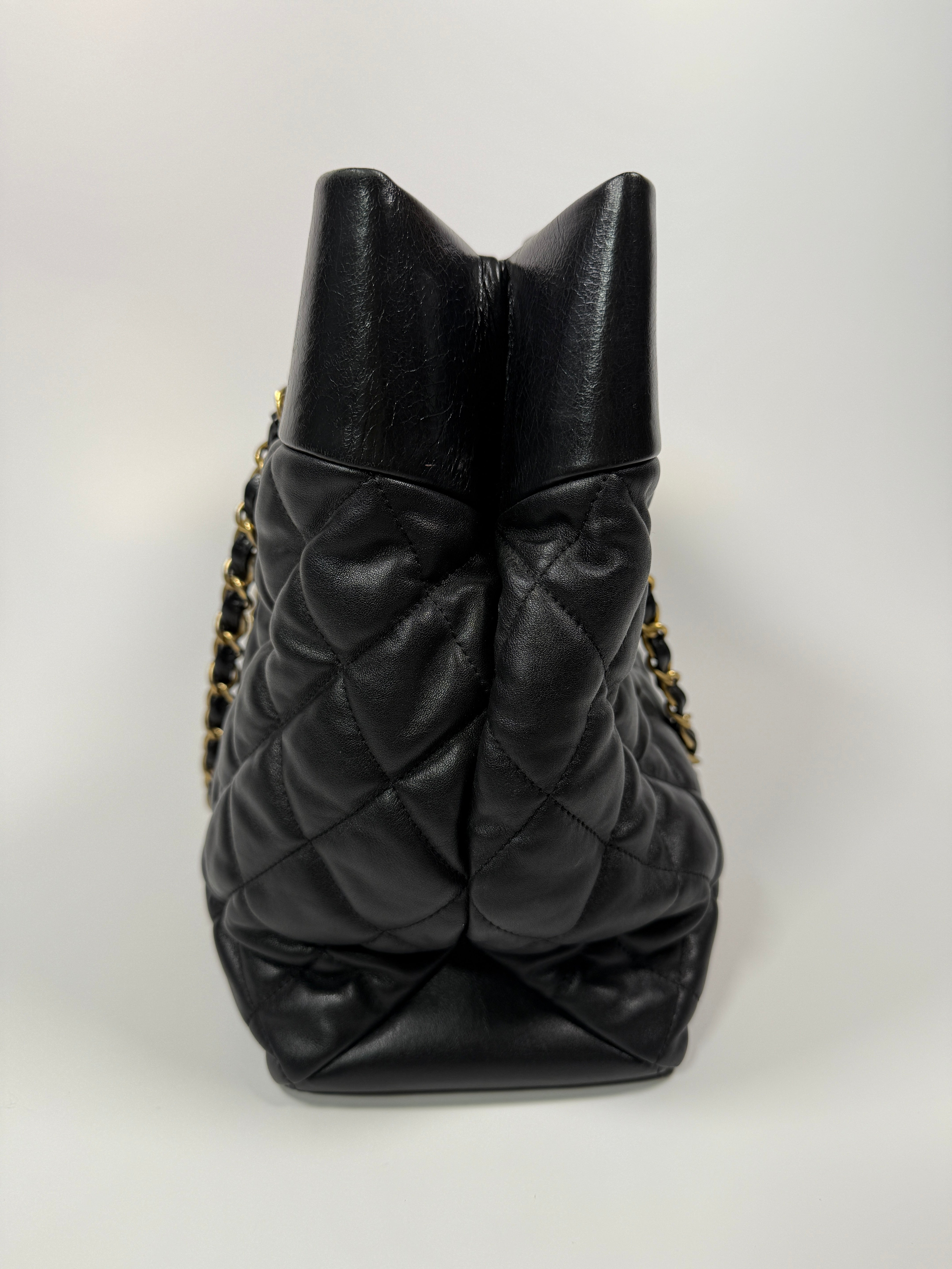 Chanel Medium Soft Elegance Tote Bag Black Gold Hardware