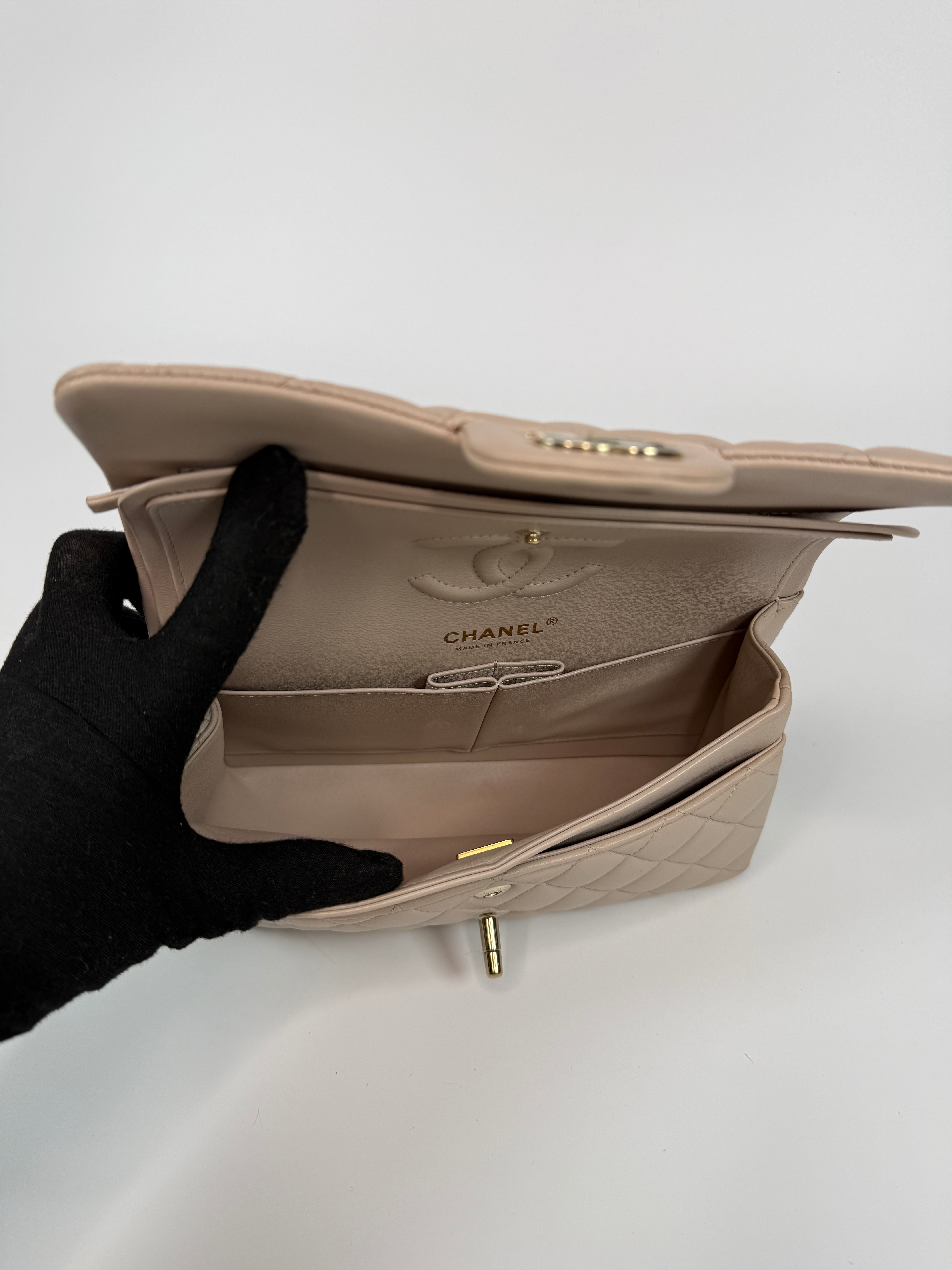 Chanel Chanel Small Classic Double Flap In Mauve Lambskin Leather With PGHW excellent condition, verified by Luxe Cheshire. International, fast and fully insured delivery. Trusted designer resale.