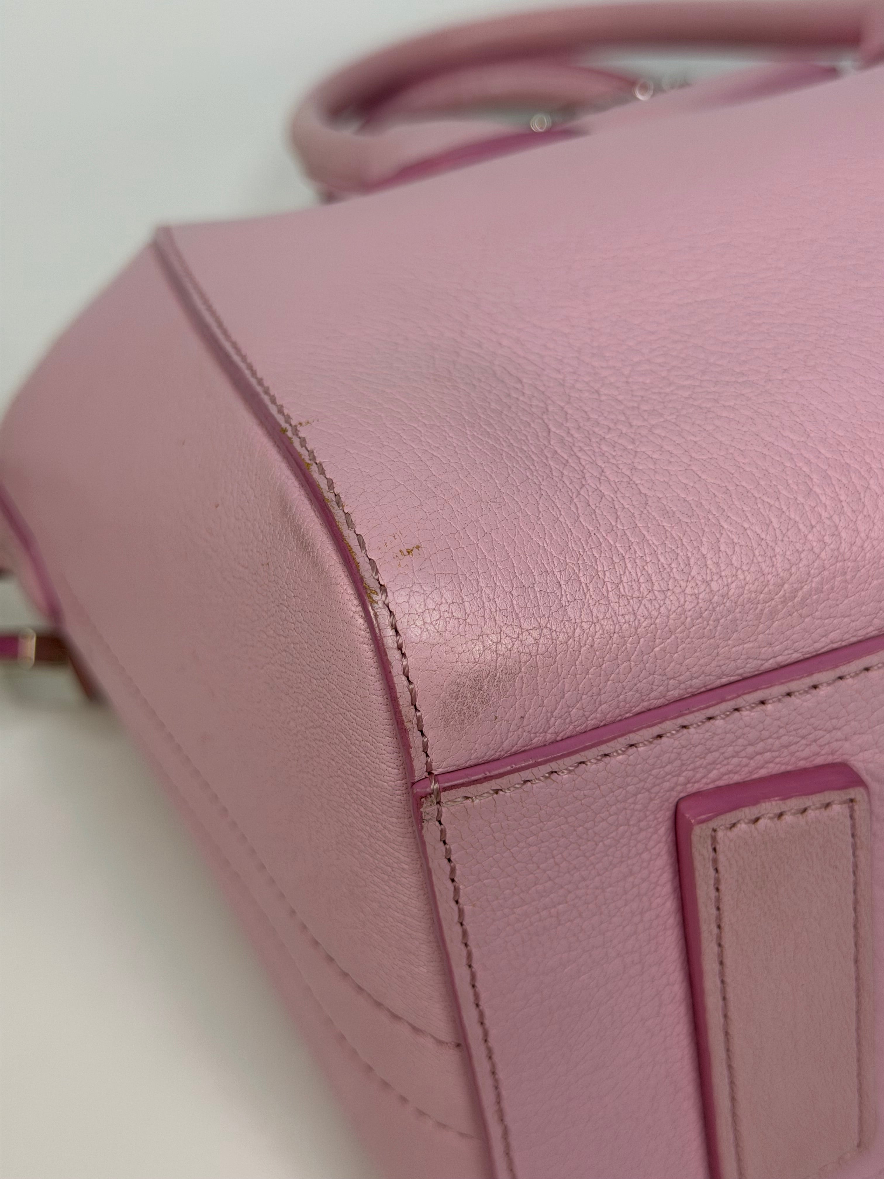 Givenchy Antigona In Pink Goatskin Leather With Silver Hardware. Authentic and preloved in very good condition.
