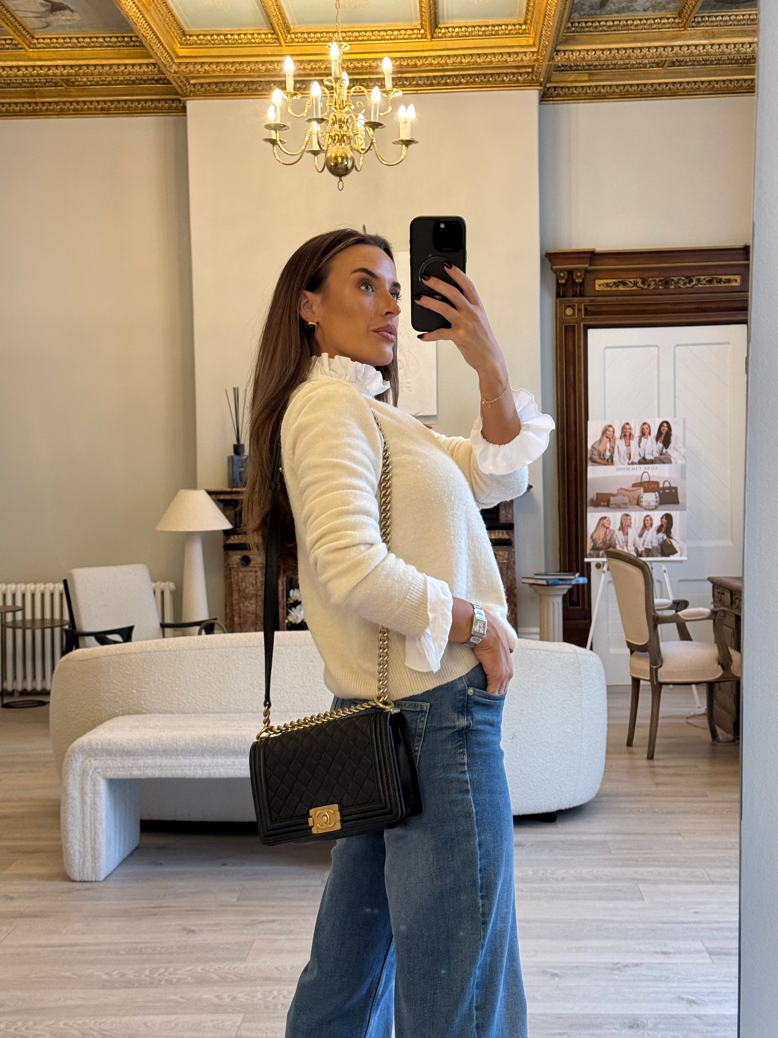 Chanel Boy Bag Medium In Black Lambskin Leather With Gold Hardware
Pre Loved & Authentic