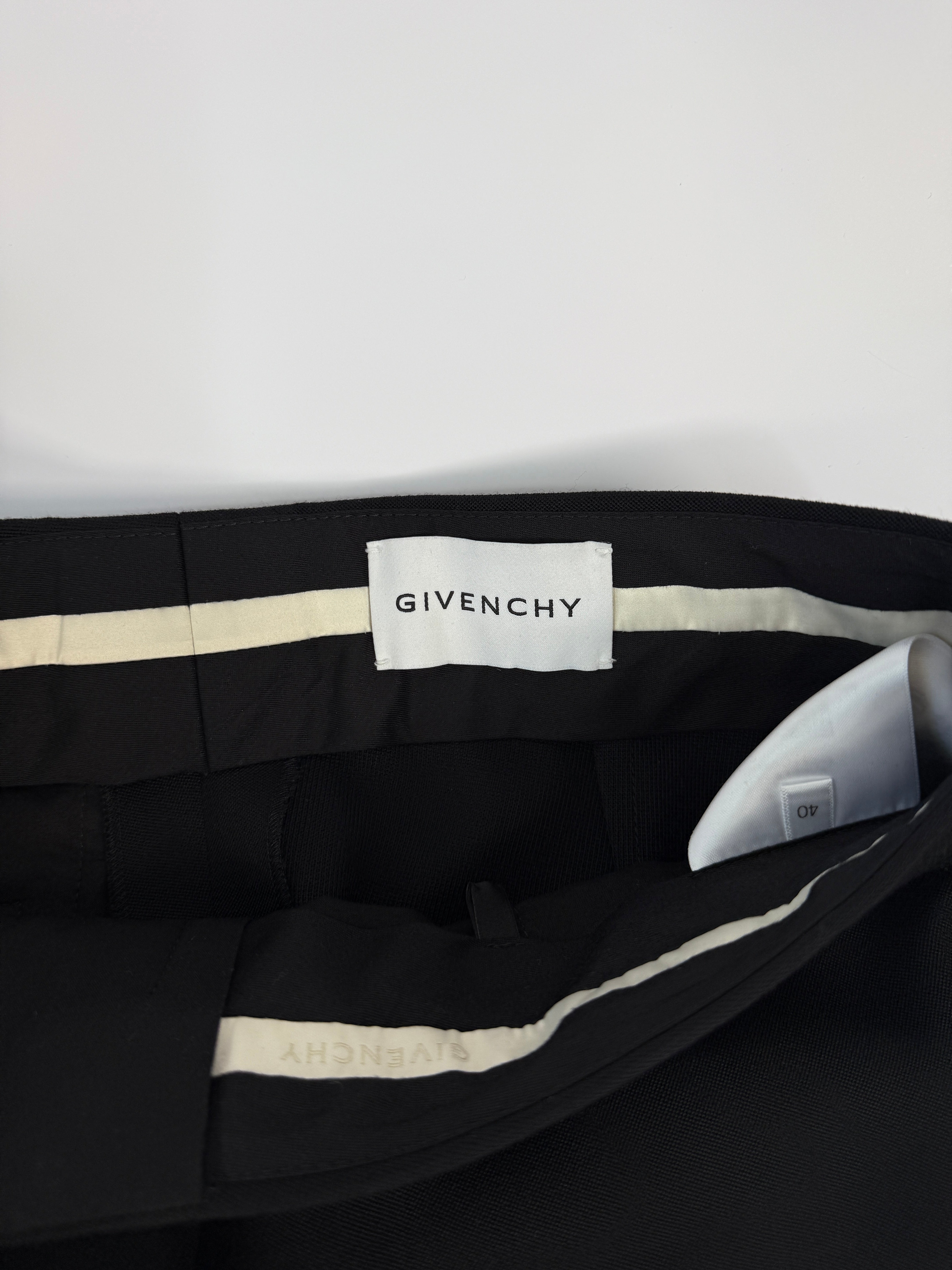 Givenchy Cocoon Wool Grain De Poudre Wide-Leg Pants (Size 40/UK12)