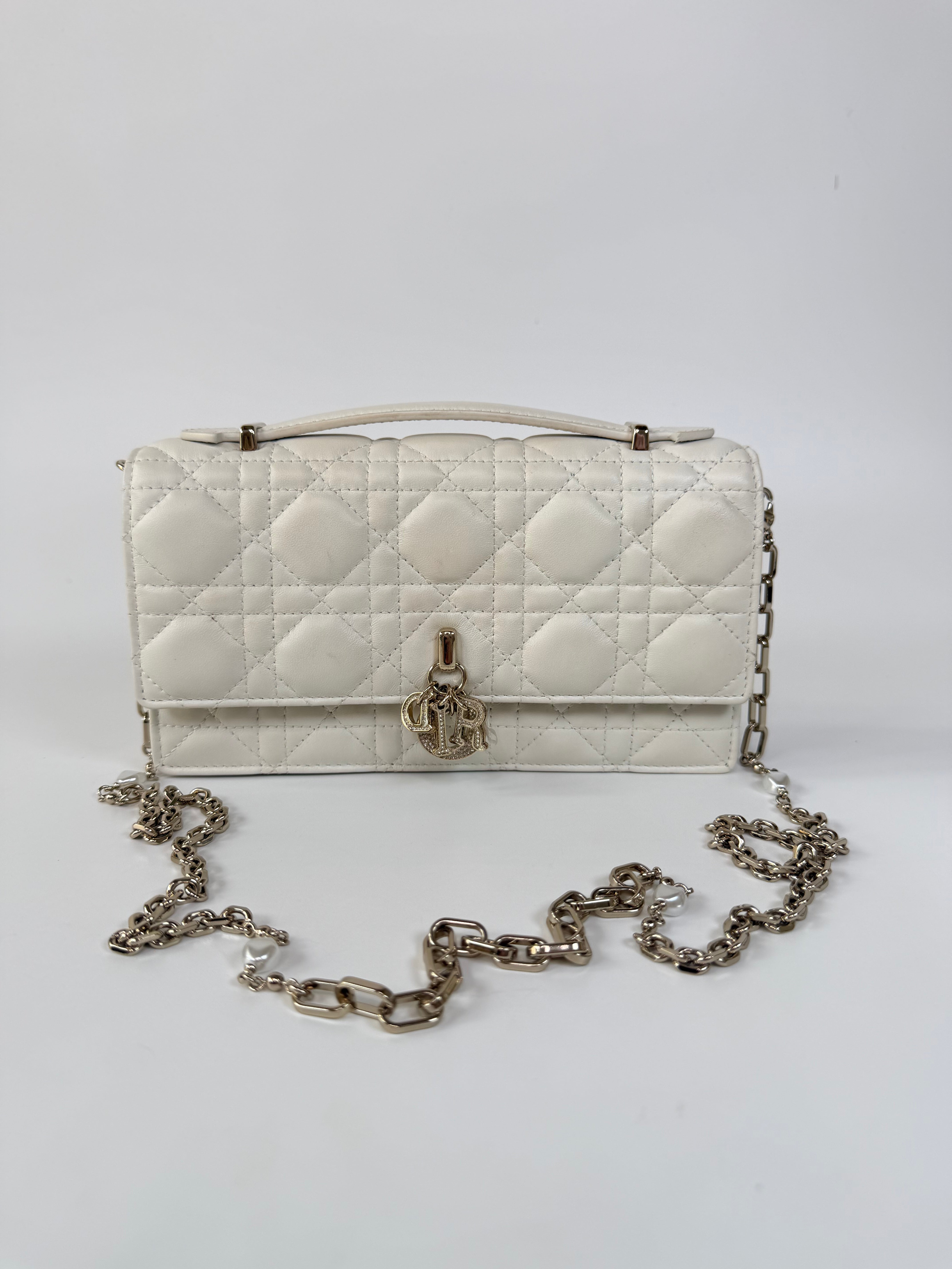 Christian Dior My Dior Top Handle In Latte Cannage Lambskin With Pale Gold Hardware 100% authentic and preloved in excellent condition