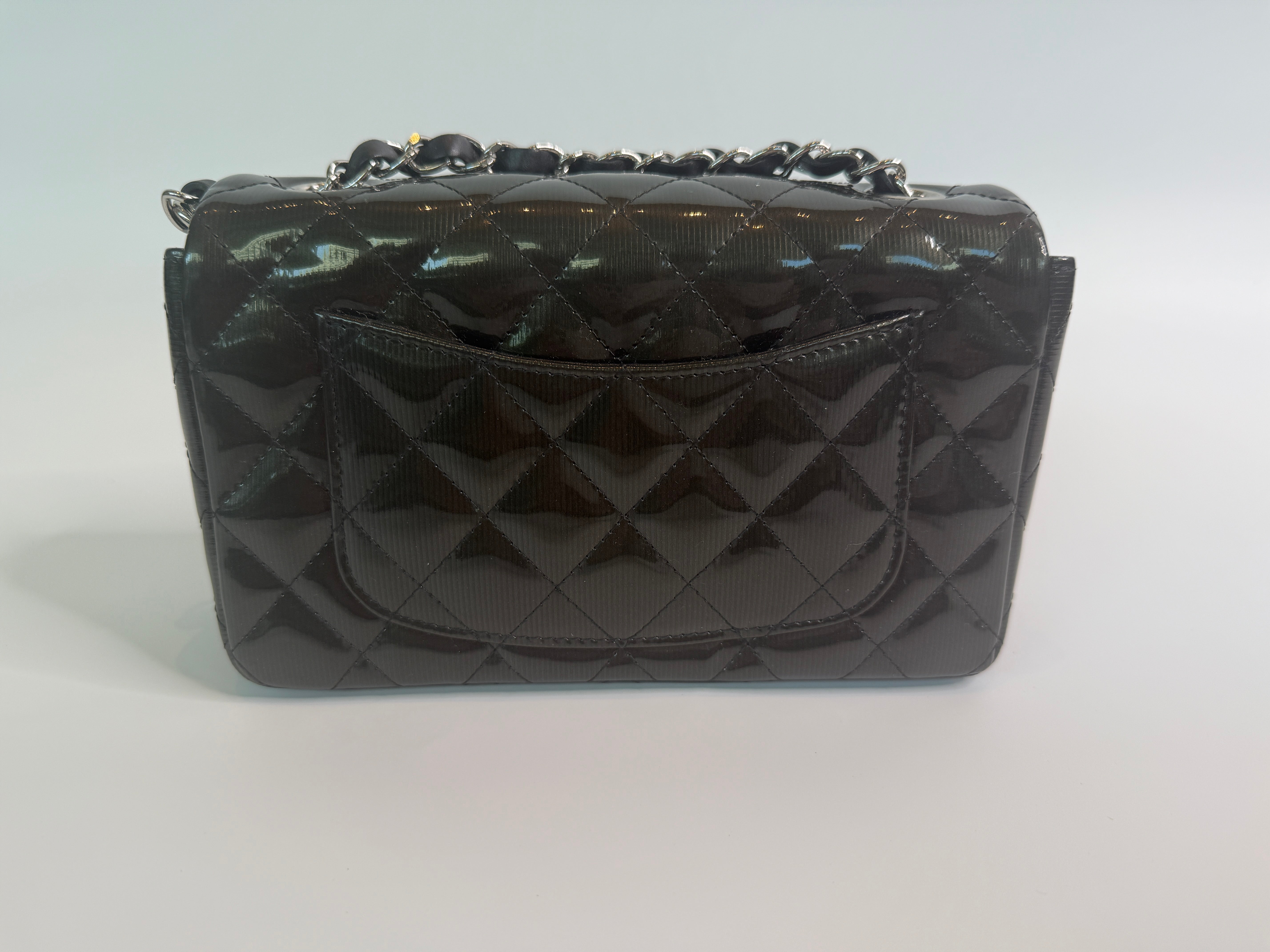Chanel Mini Rectangle In Gunmetal Patent With SHW