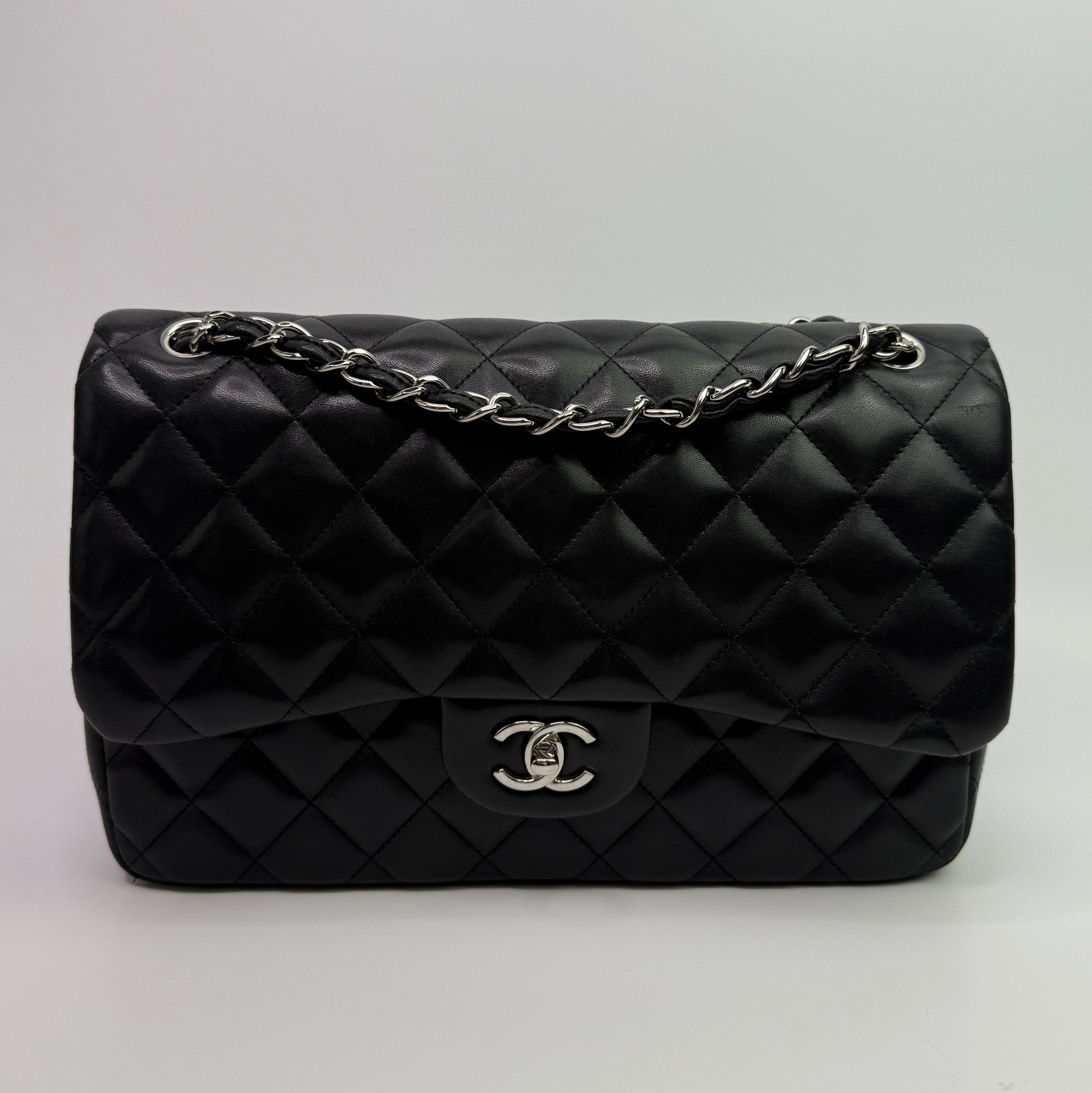 Chanel Jumbo Black Lambskin Leather With SHW