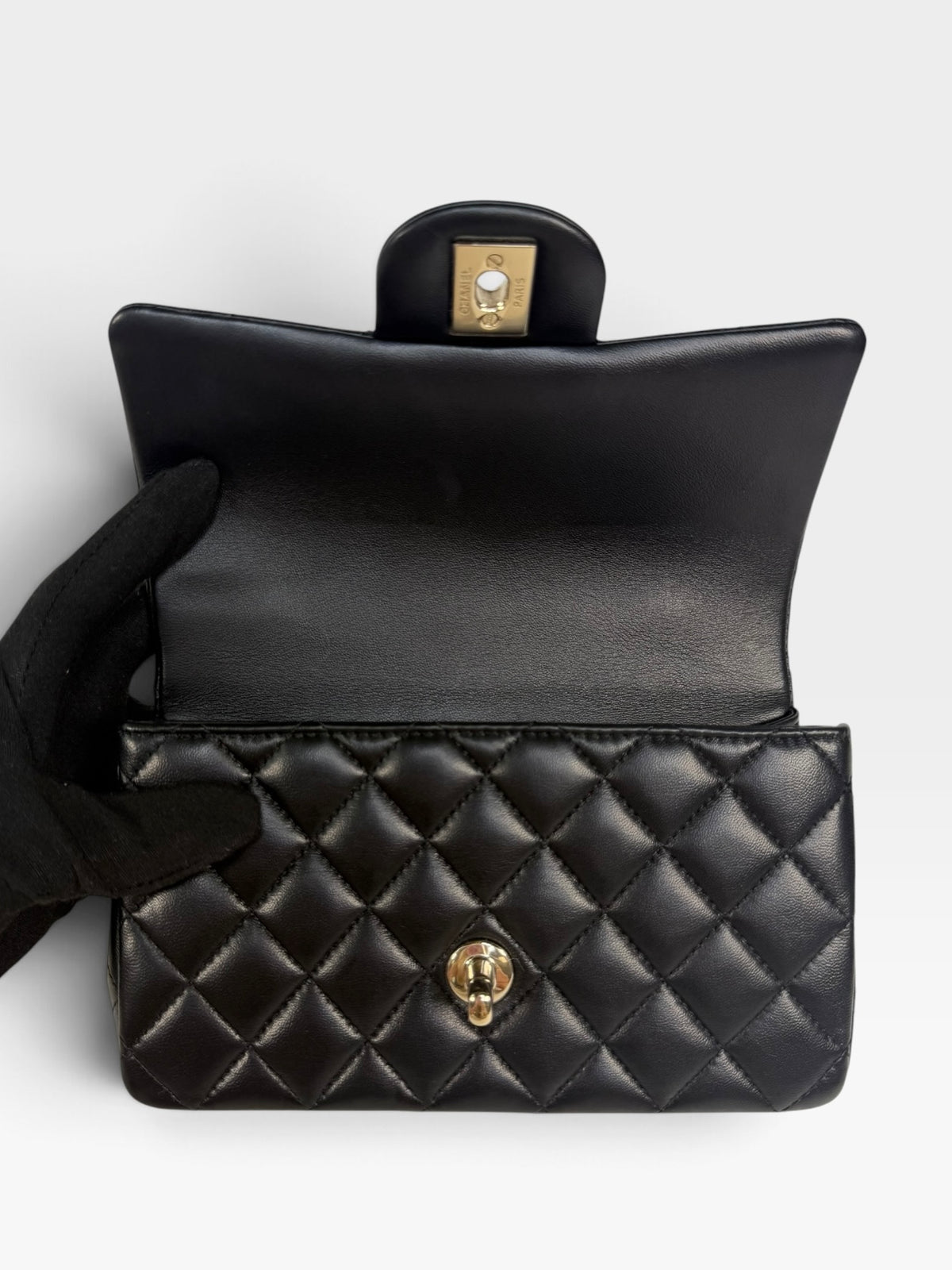 *Luxe Top Pick* Chanel Mini Rectangle Top Handle In Black Lambskin With Gold Hardware, authentic and pre loved in excellent condition, 100% guarantee