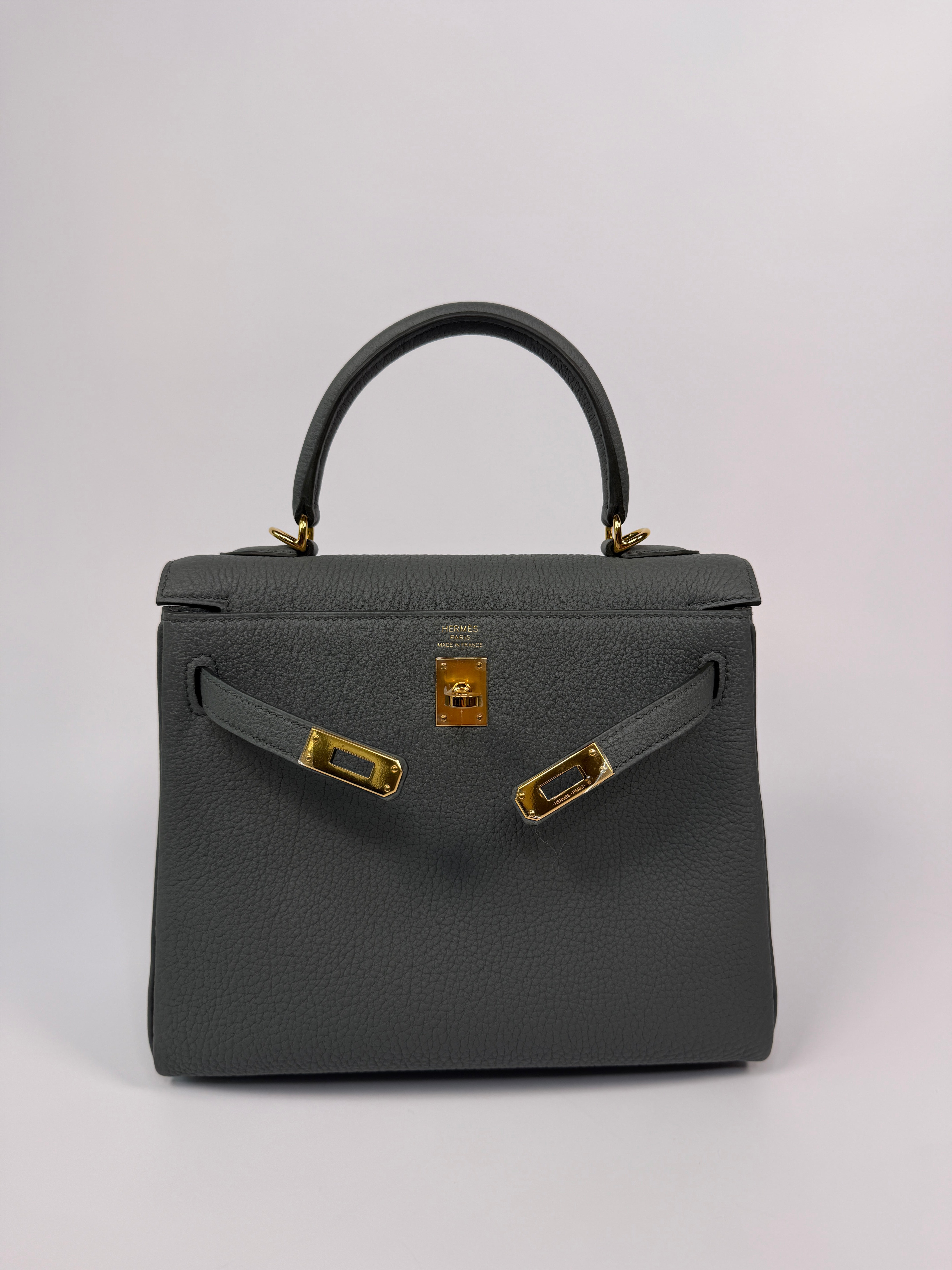 Authentic Pre Loved Hermès Kelly 25 In Vert Amande Togo Leather With Gold Hardware New & Unused