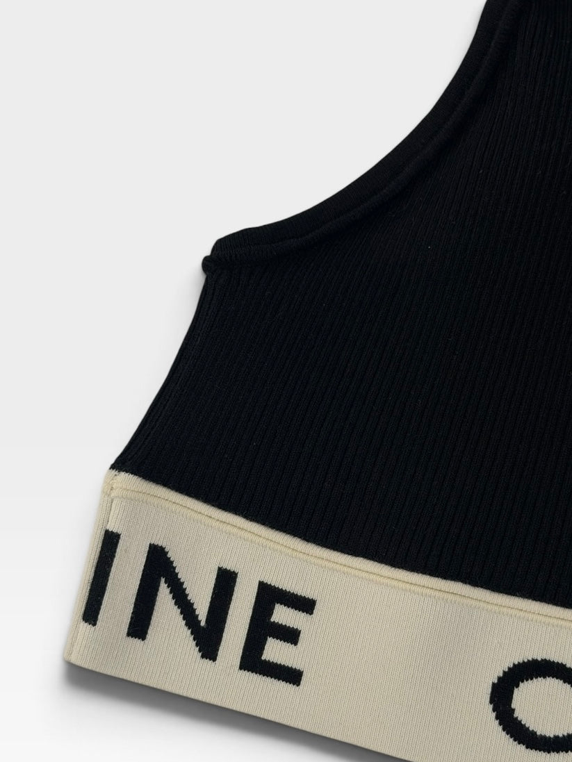 Celine Logo Crop Top (Size S/ UK 8). 100% authentic and preloved in excellent condition