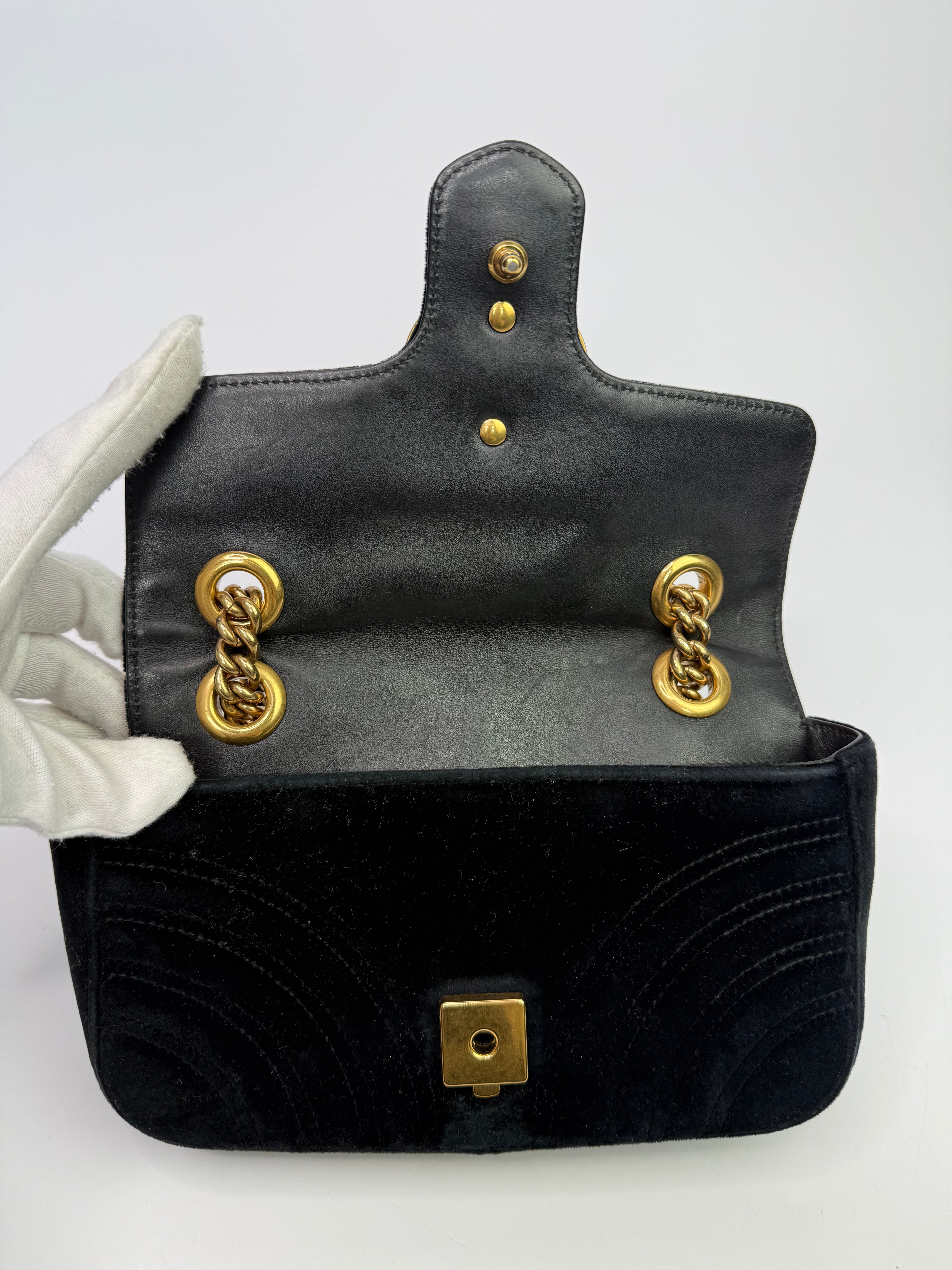 Gucci Mini Marmont Bag in Black Velvet