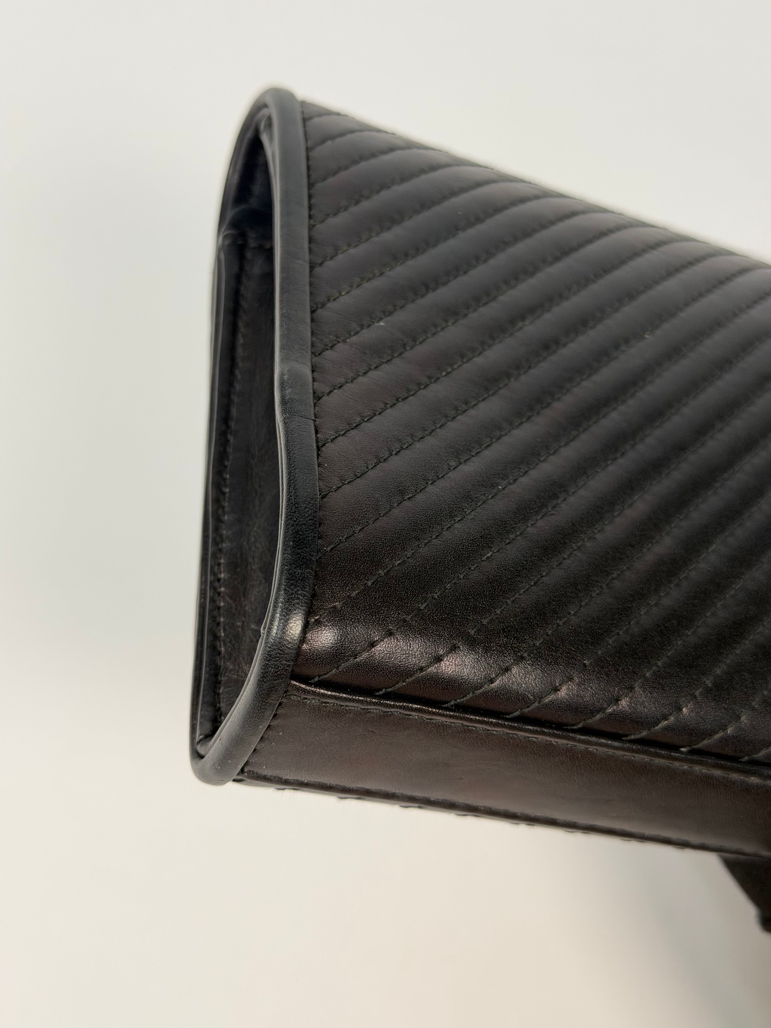 Saint Laurent Kate Long Clutch In Black Leather Gold Hardware. 100% authentic and preloved in very good condition