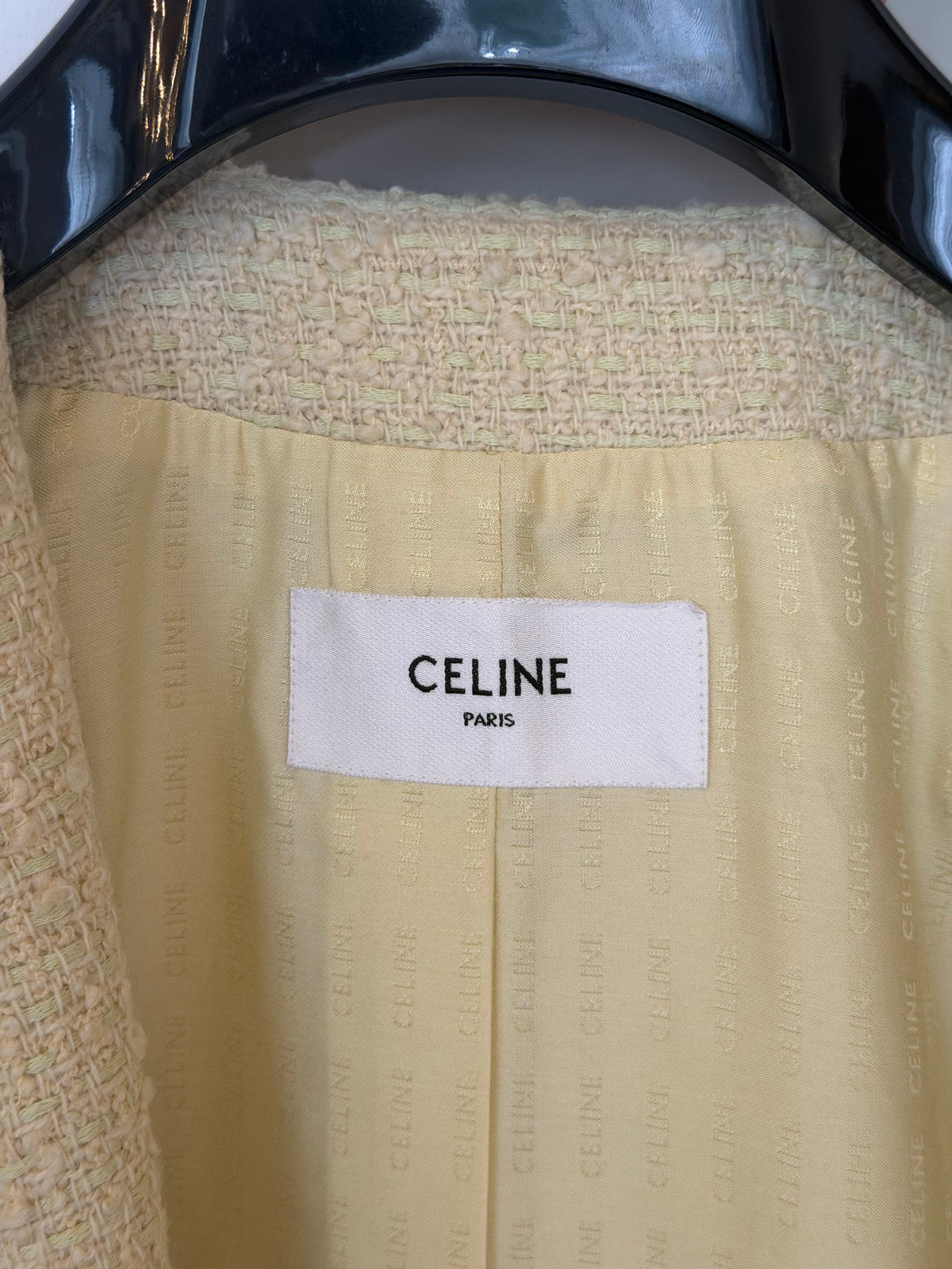Celine Bouclé Blazer In Cream Tweed (Size 36/ UK 8). 100% authentic and preloved in excellent condition