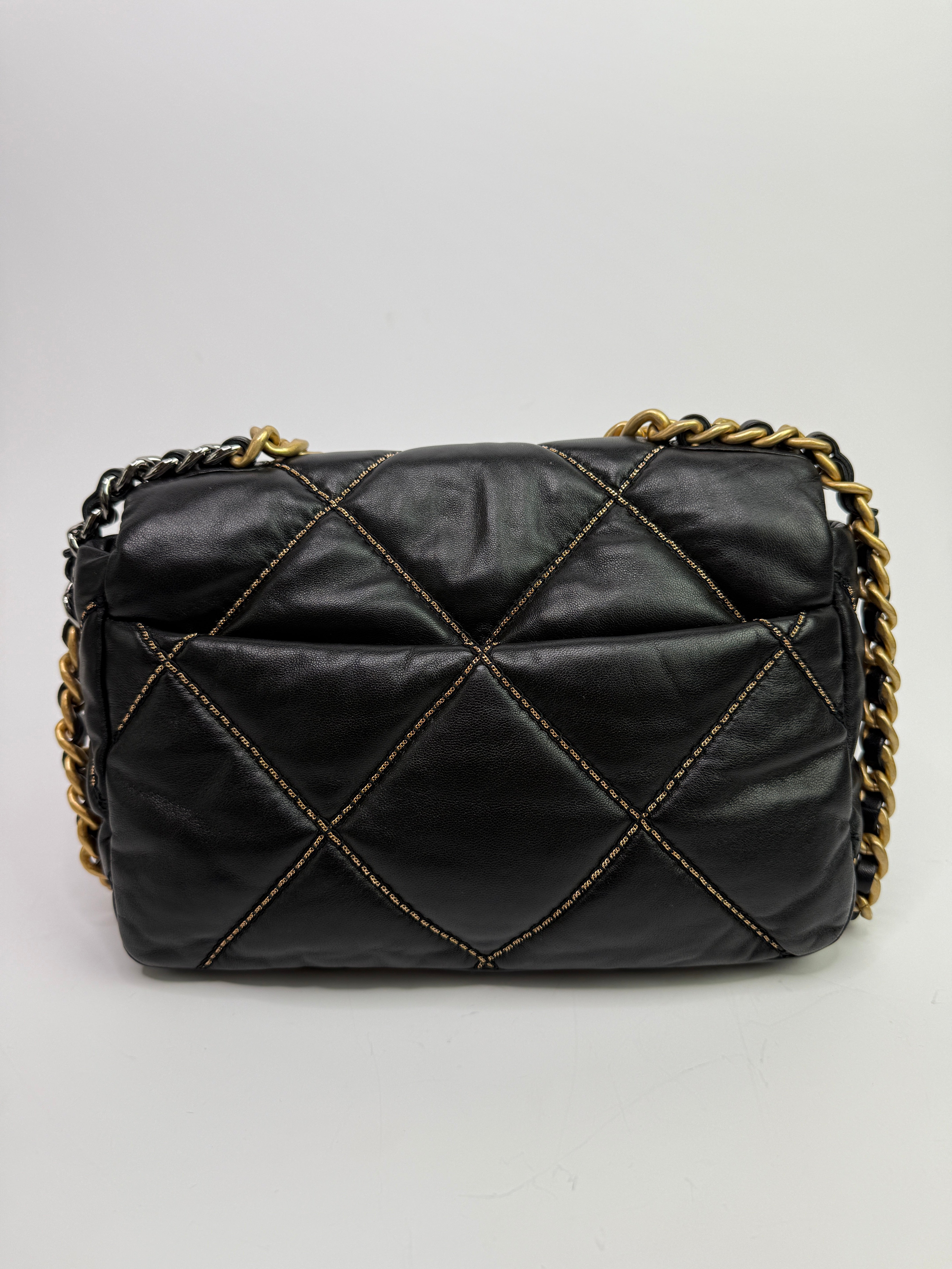 Chanel 19 Small Flap Bag In Black Lambskin Leather