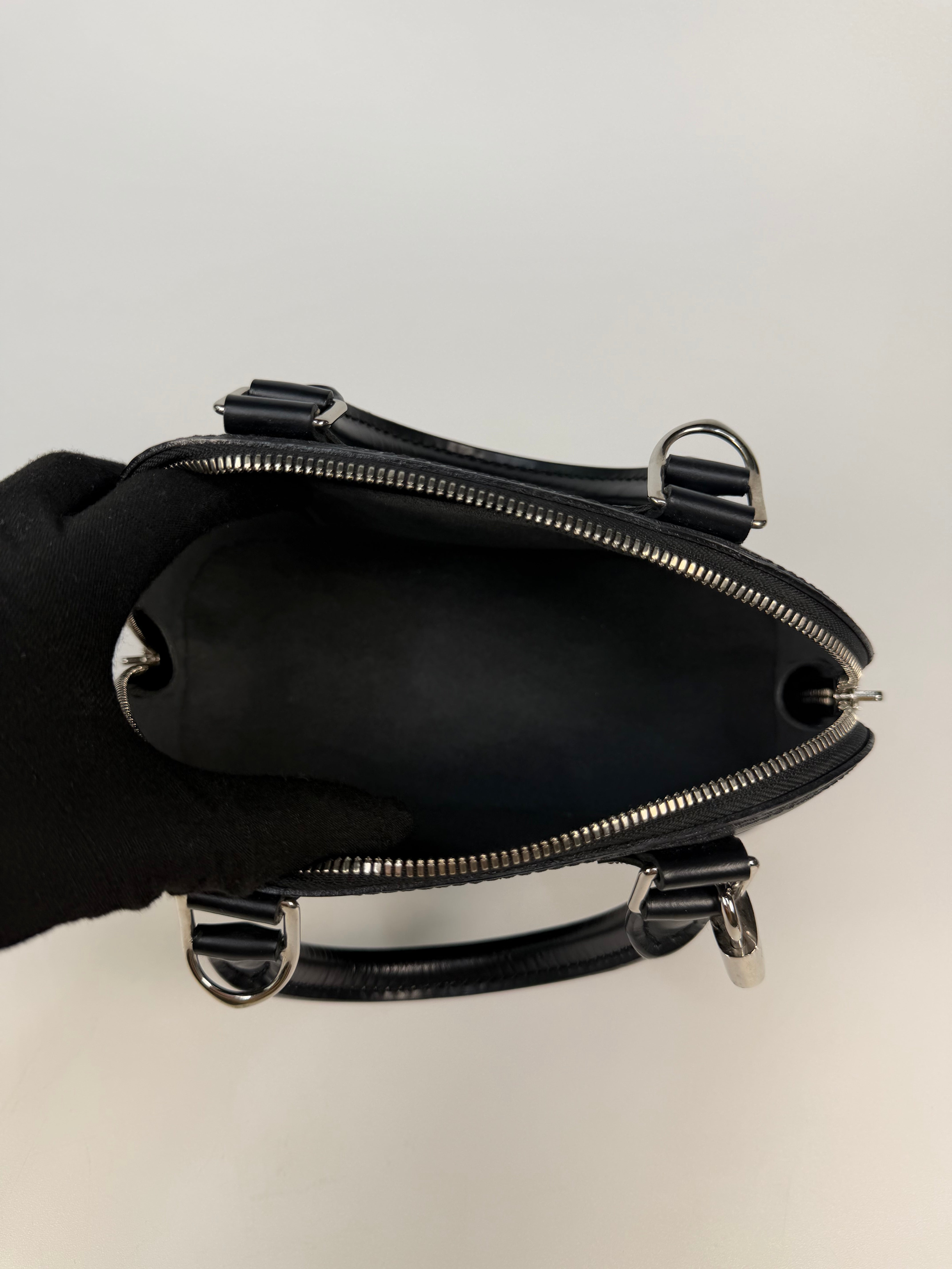 Louis Vuitton Alma BB In Black Epi Cowhide Leather Silver Hardware
