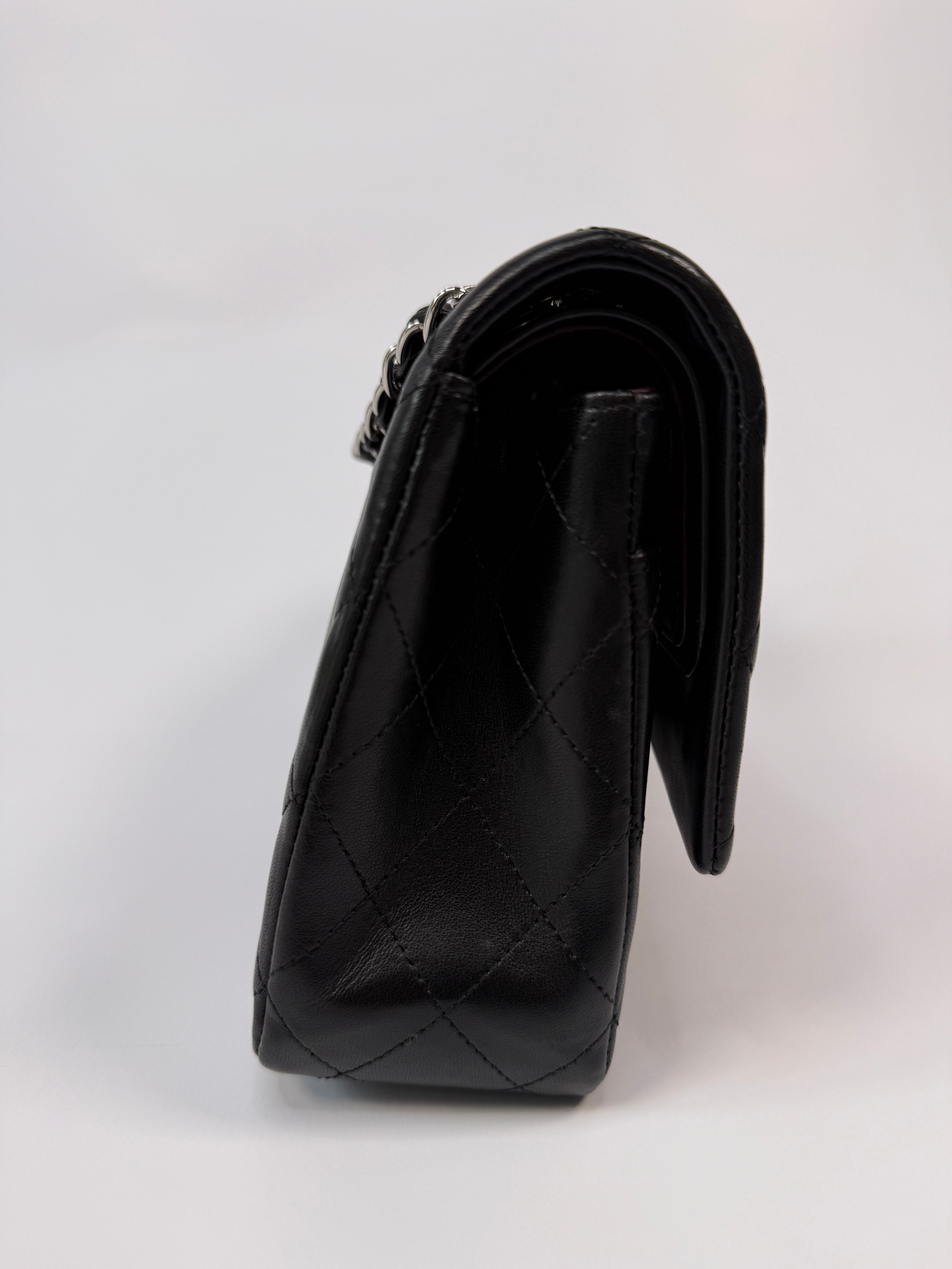 Chanel Medium Classic Double Flap Black Lambskin Leather With Silver Hardware
Pre Loved & Authentic