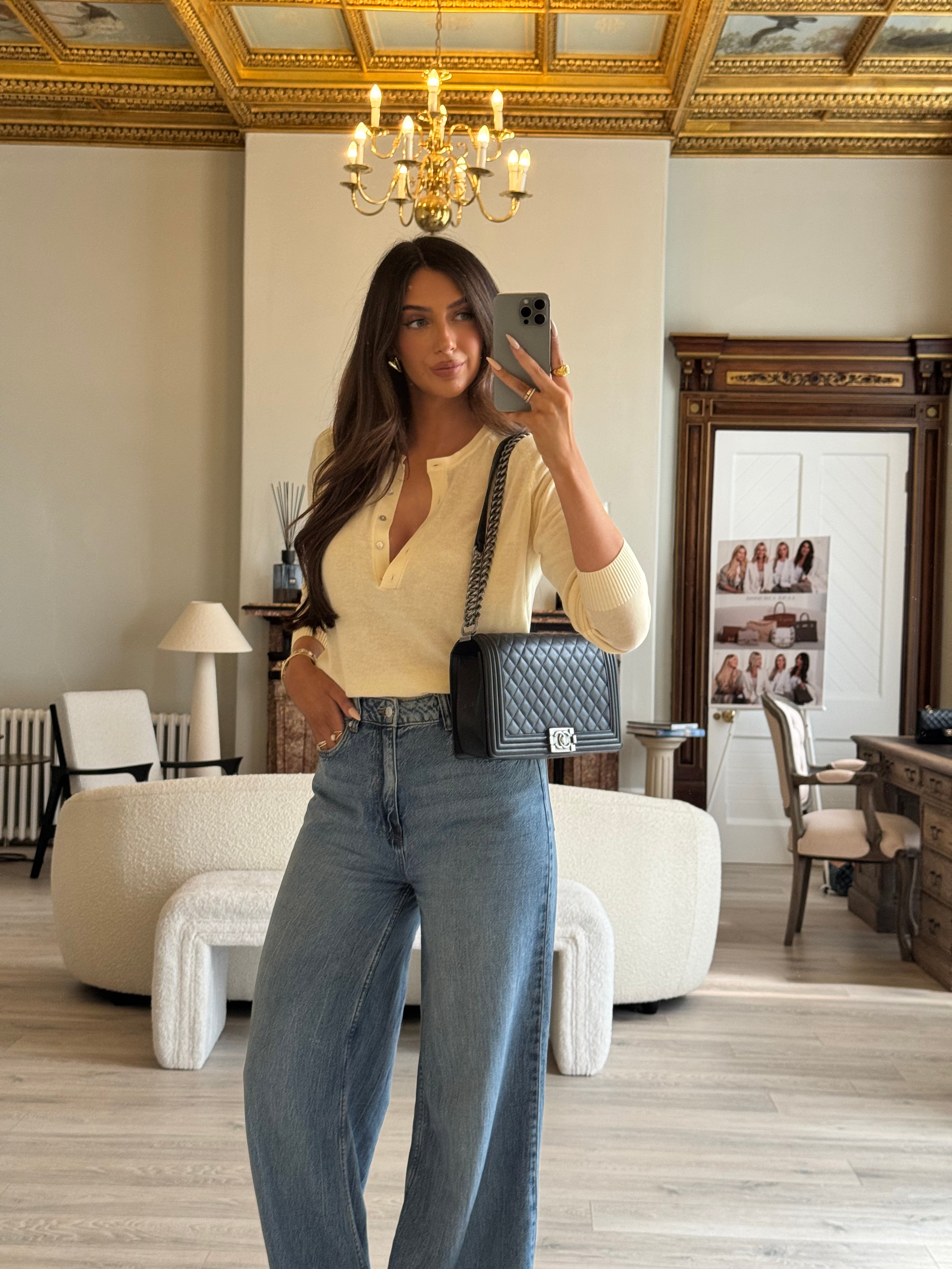 Chanel Boy Bag Large In Black Calfskin Leather RHW