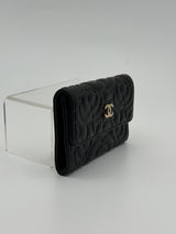 Chanel Classic Black Caviar Camelia Coin Wallet