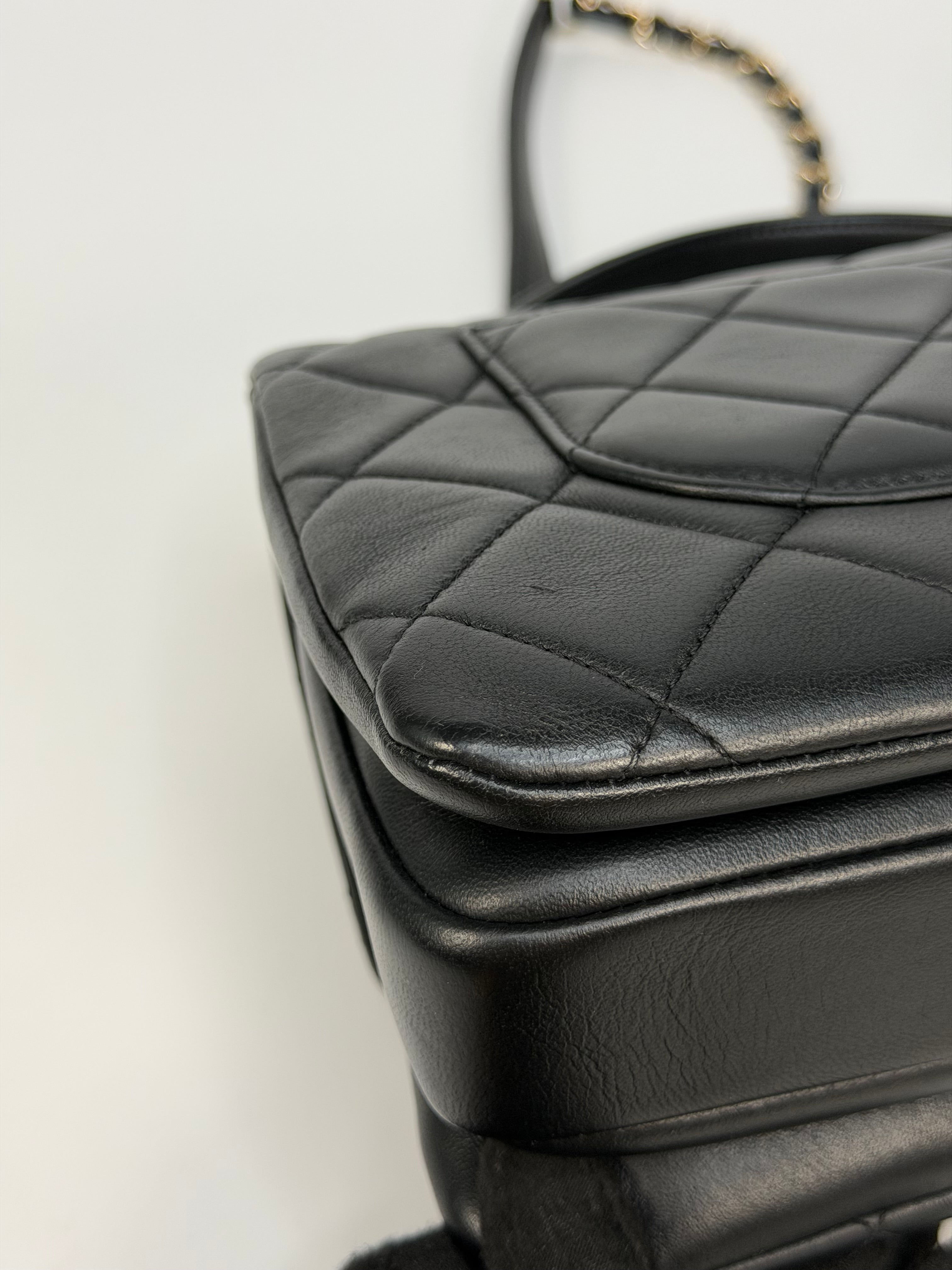 Chanel Small Trendy Top Handle In Lambskin Leather With Gold Hardware. Authentic and preloved in excellent condition.
