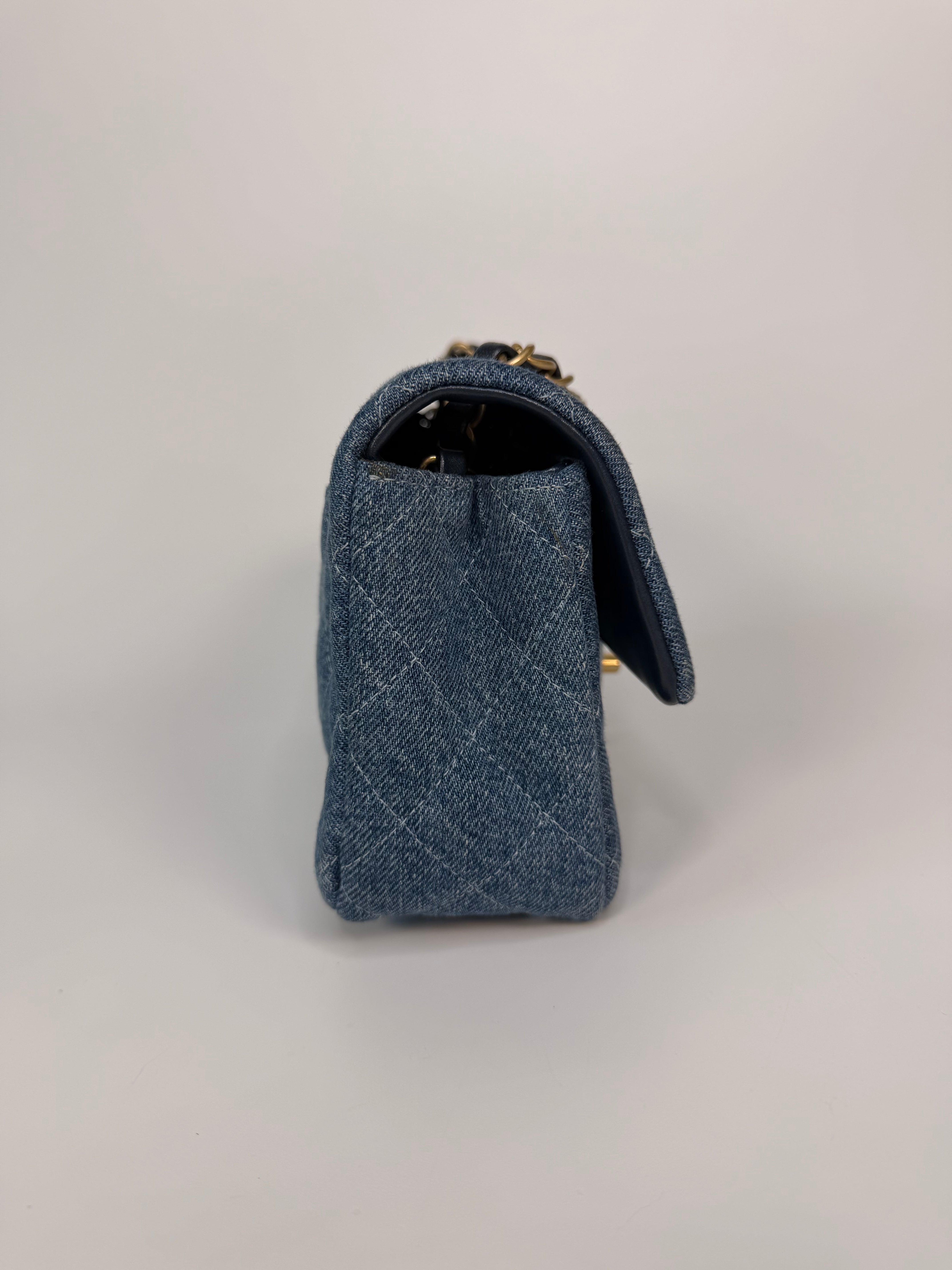 Chanel Mini Rectangle In Blue Denim With Gold Hardware Authentic and preloved in very good condition. 100% guarantee