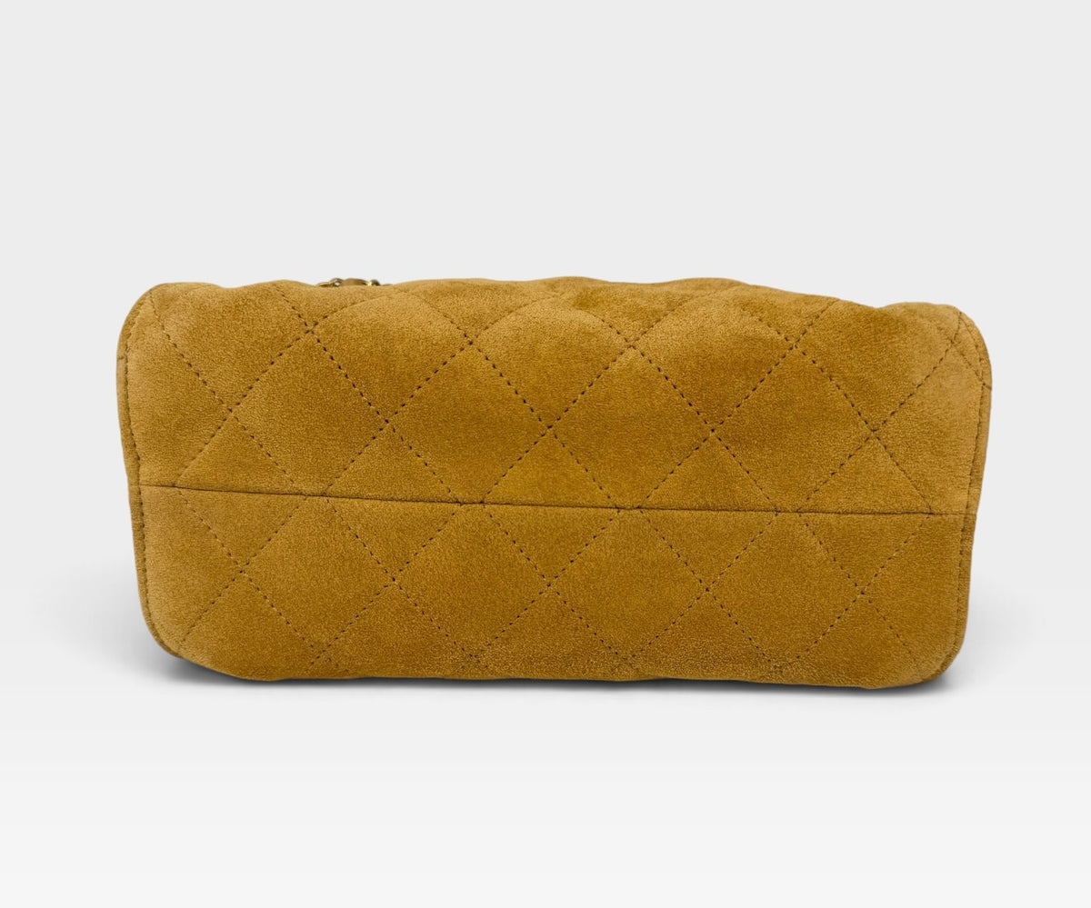 Chanel Micro 25 In Camel Suede With Gold Hardware. 100% authentic and preloved in excellent condition