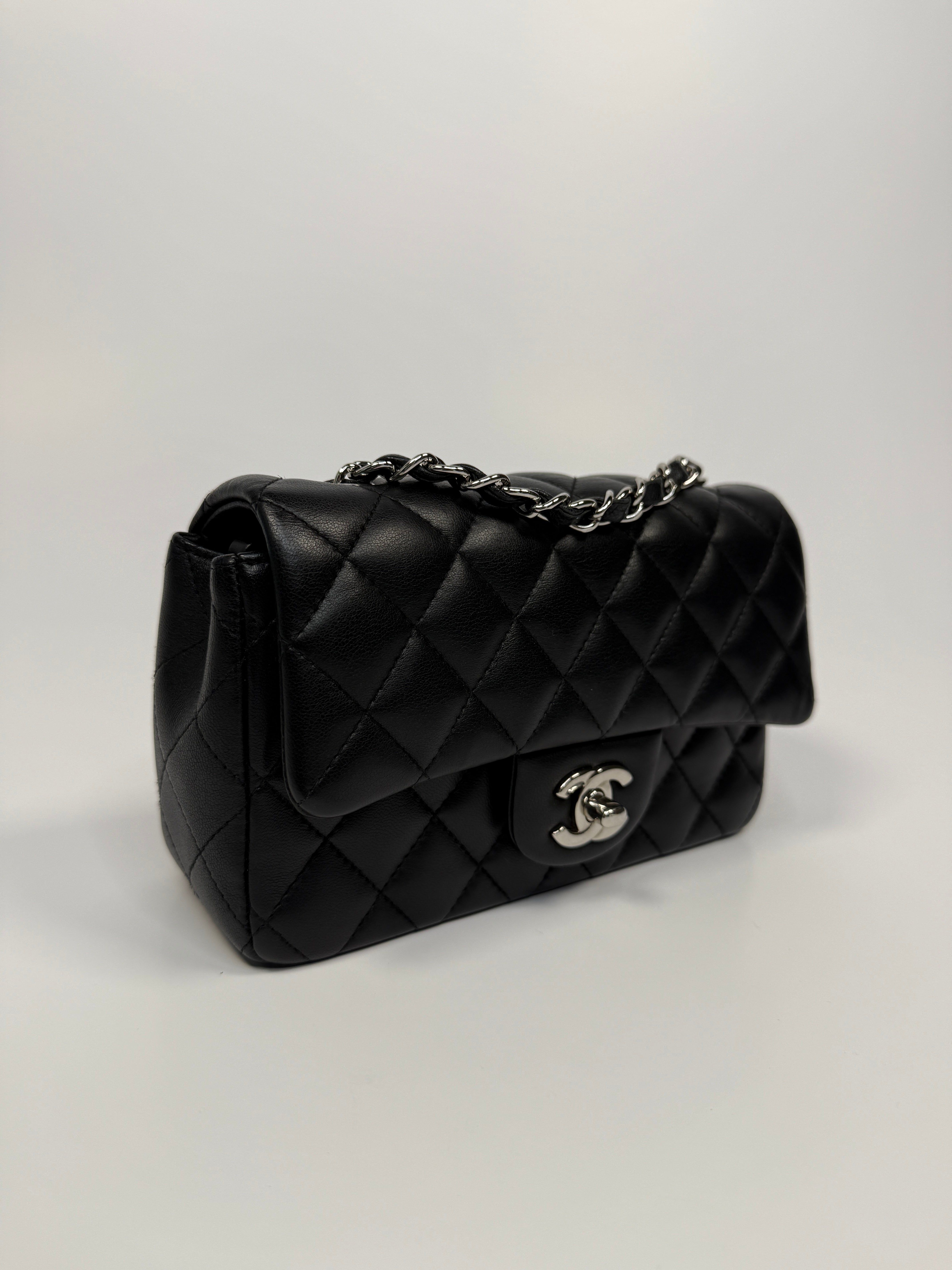 Chanel Mini Rectangle In Black Lambskin With SHW